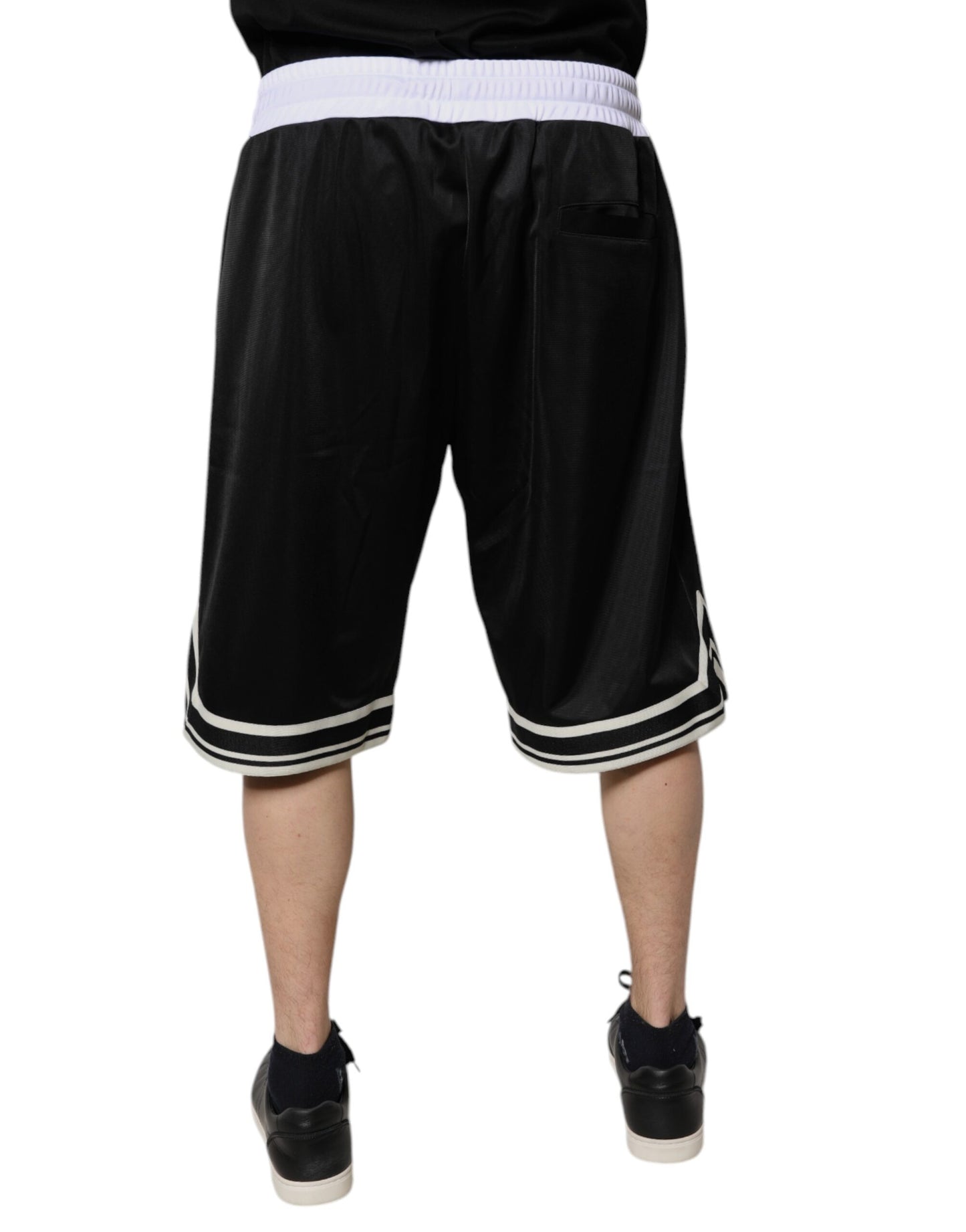 Dolce & Gabbana Schwarz Weiß Männer Bermuda Sweatshorts Shorts