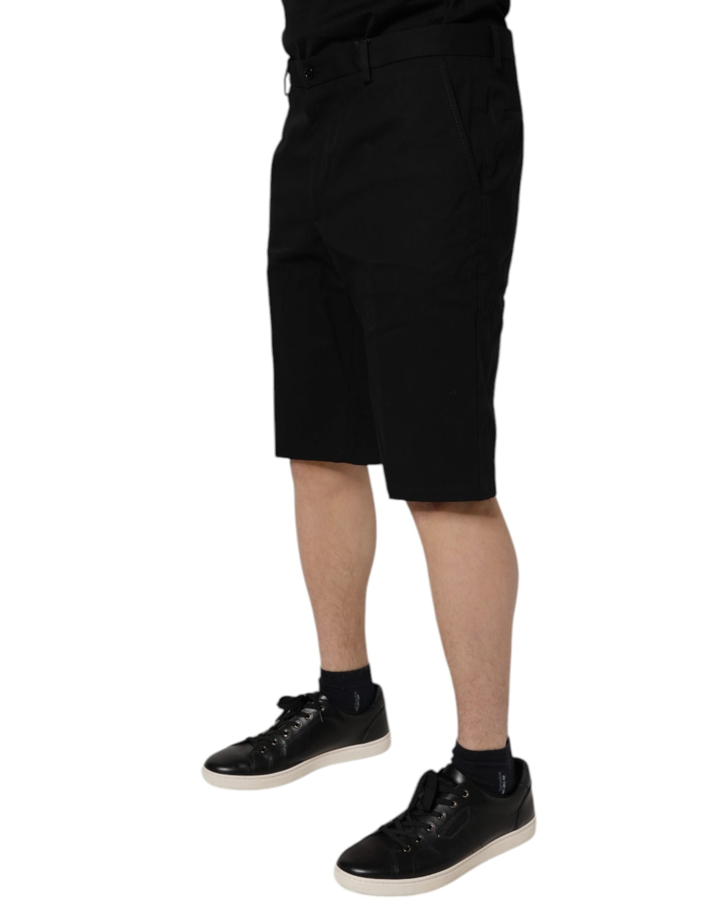 Dolce & Gabbana Schwarze Bermuda-Shorts aus Baumwolle mit mittlerer Taille