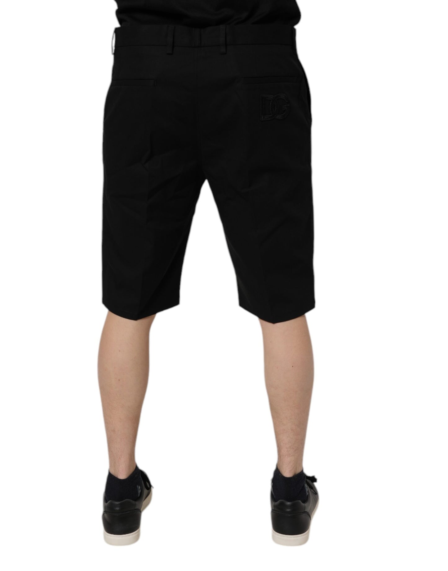 Dolce & Gabbana Schwarze Bermuda-Shorts aus Baumwolle mit mittlerer Taille