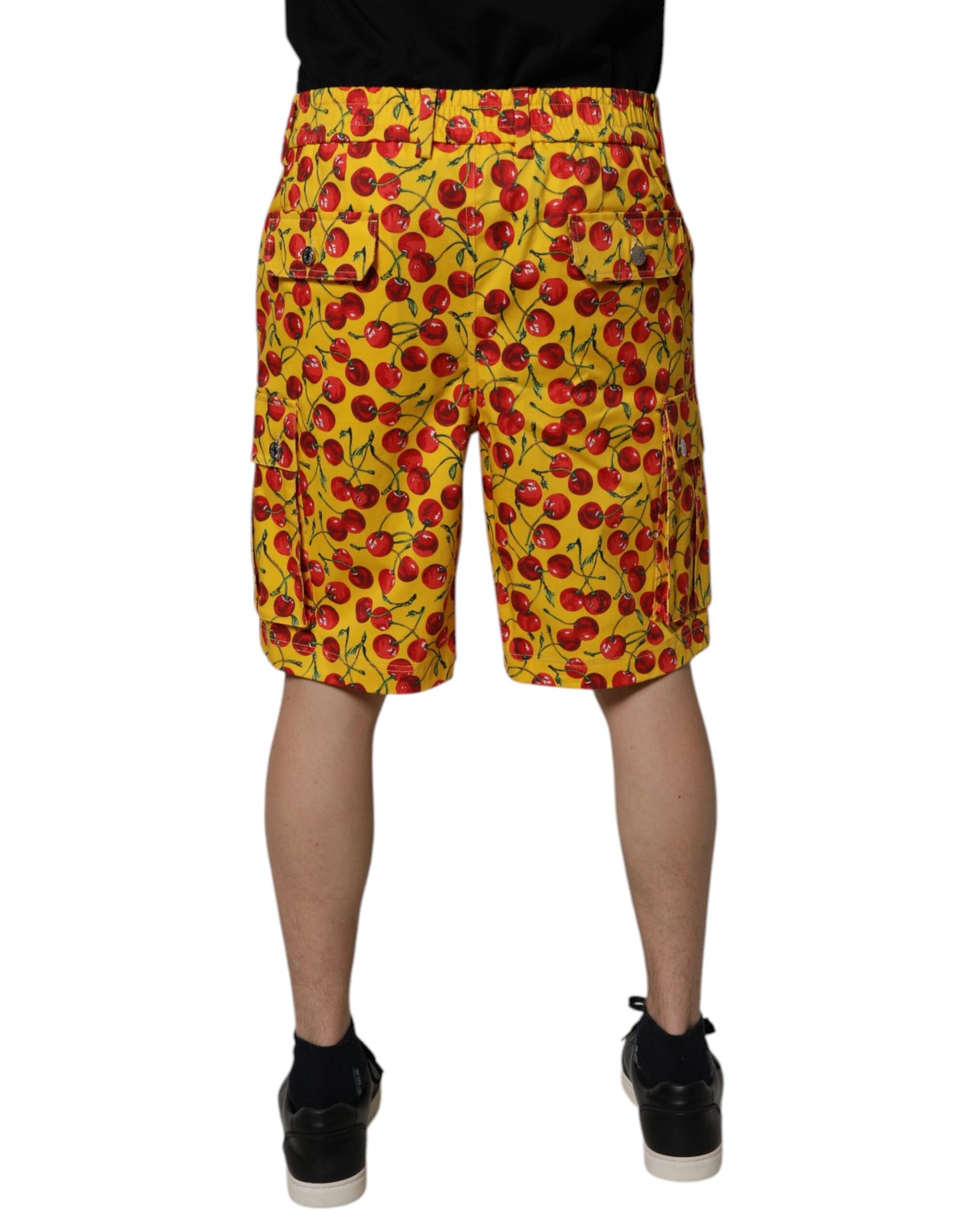 Dolce & Gabbana Gelbe Kirsche Print Baumwolle Männer Bermuda Shorts