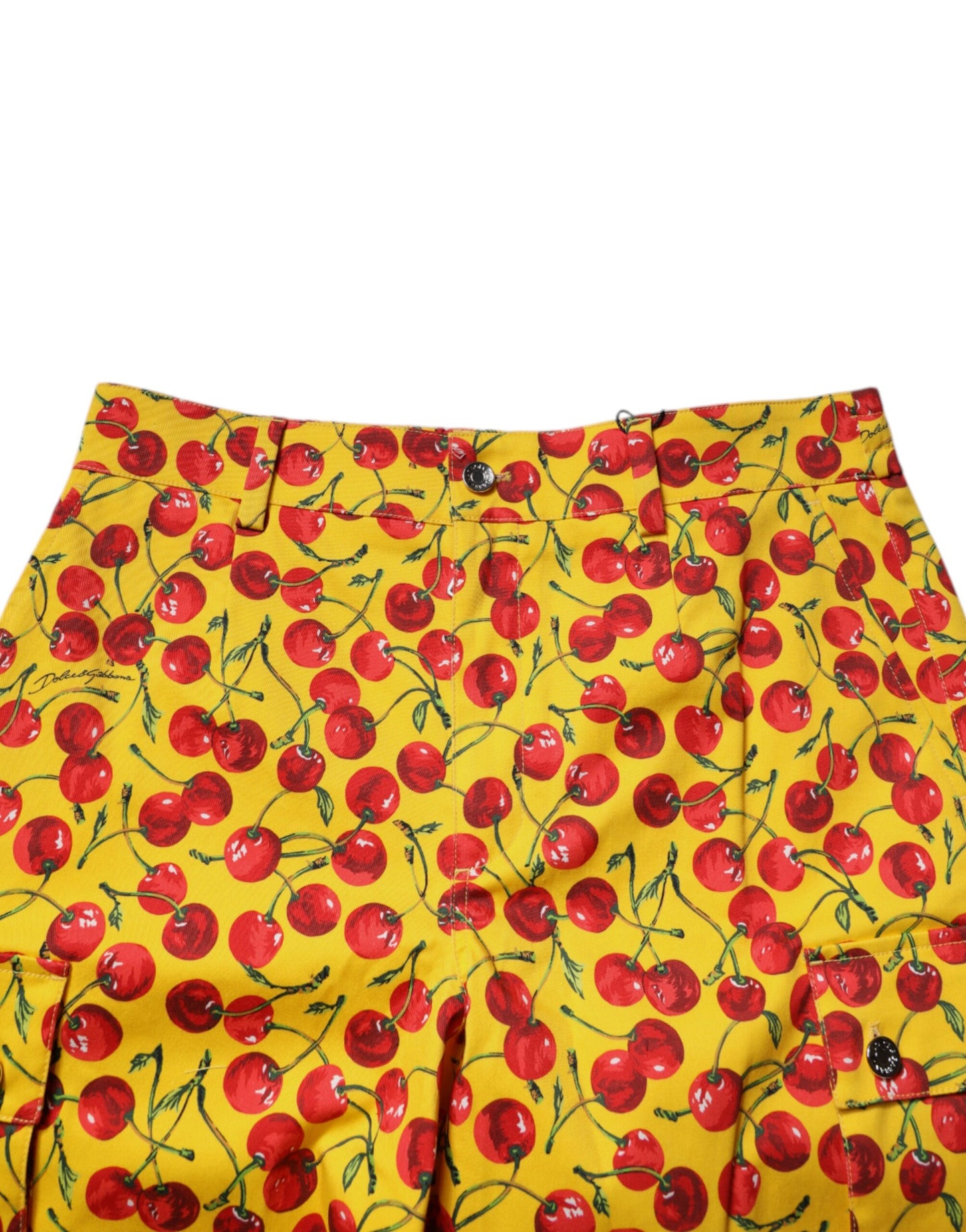 Dolce & Gabbana Gelbe Kirsche Print Baumwolle Männer Bermuda Shorts