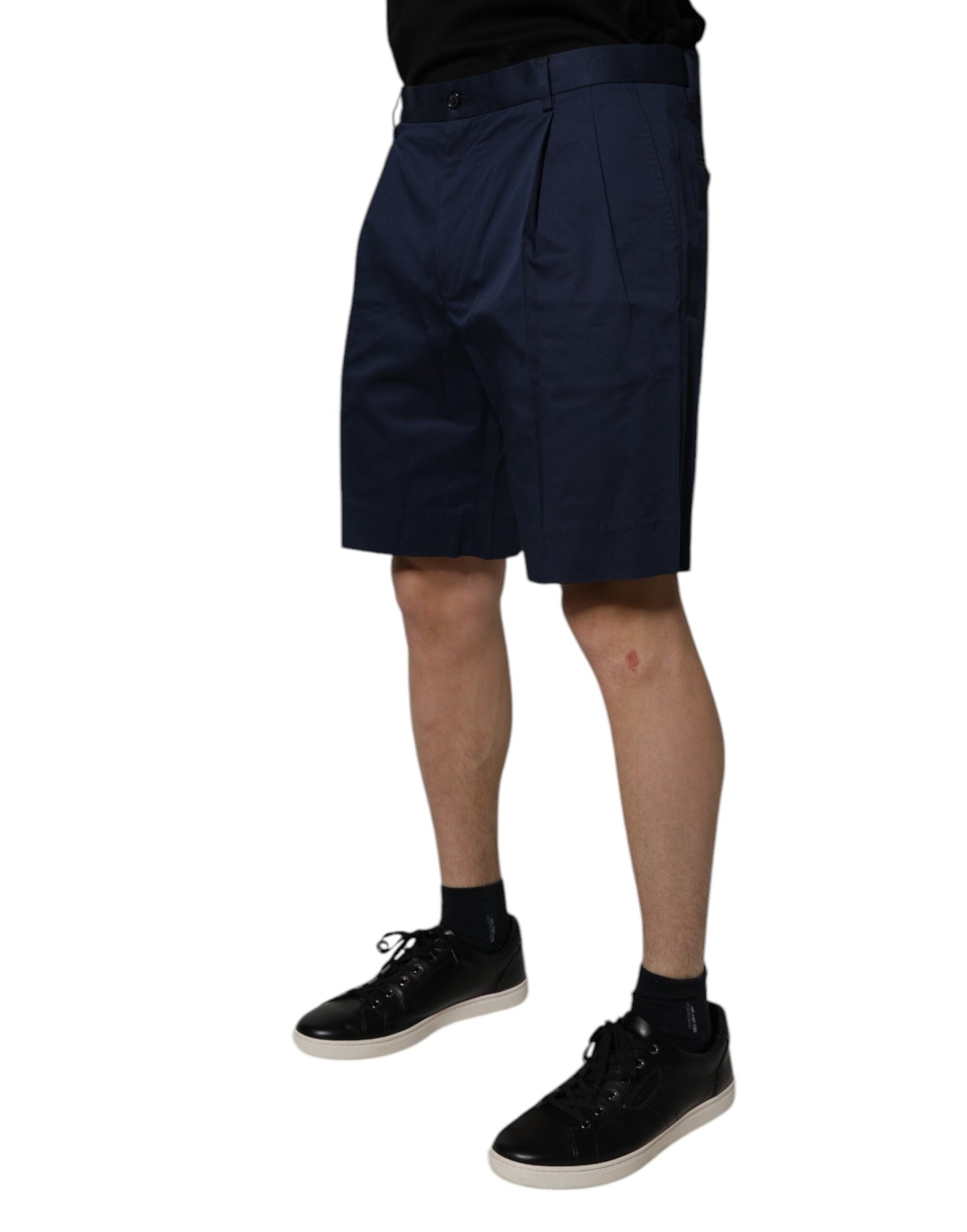 Dolce & Gabbana Dunkelblaue Bermuda-Shorts aus Baumwolle mit mittlerer Taille für Männer