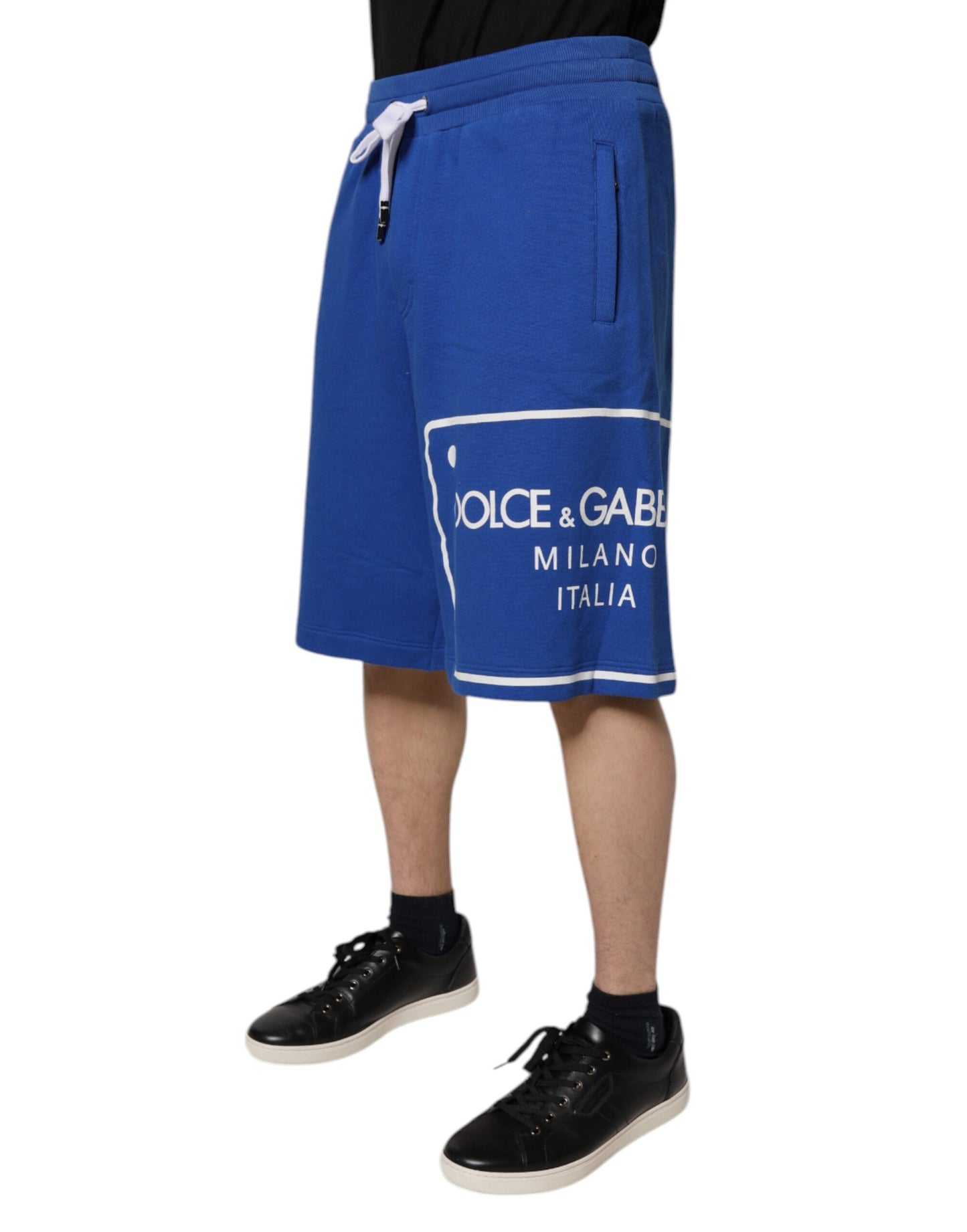 Dolce & Gabbana Blaue Logo-Baumwoll-Bermudas Sweatshorts Shorts