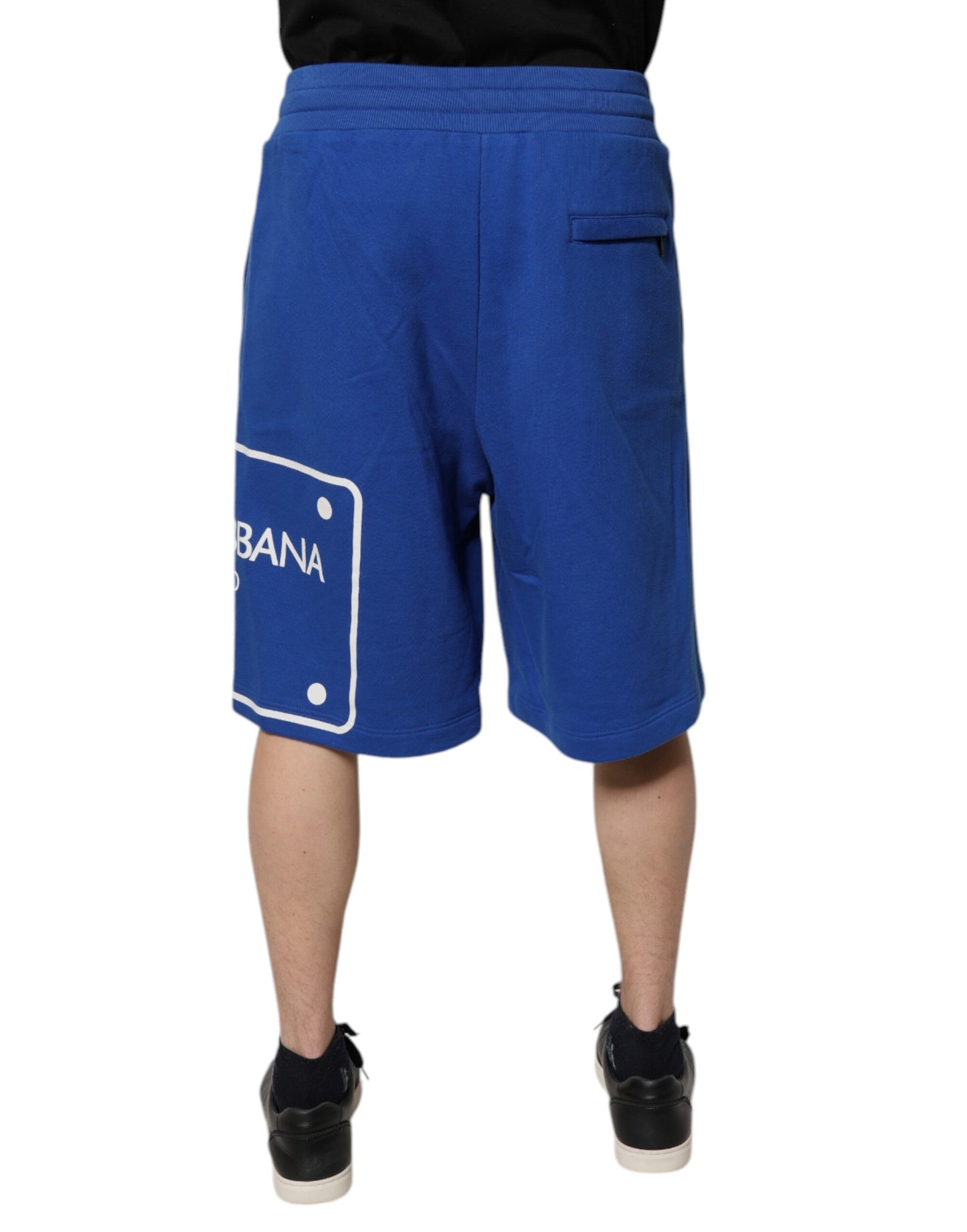 Dolce & Gabbana Blaue Logo-Baumwoll-Bermudas Sweatshorts Shorts