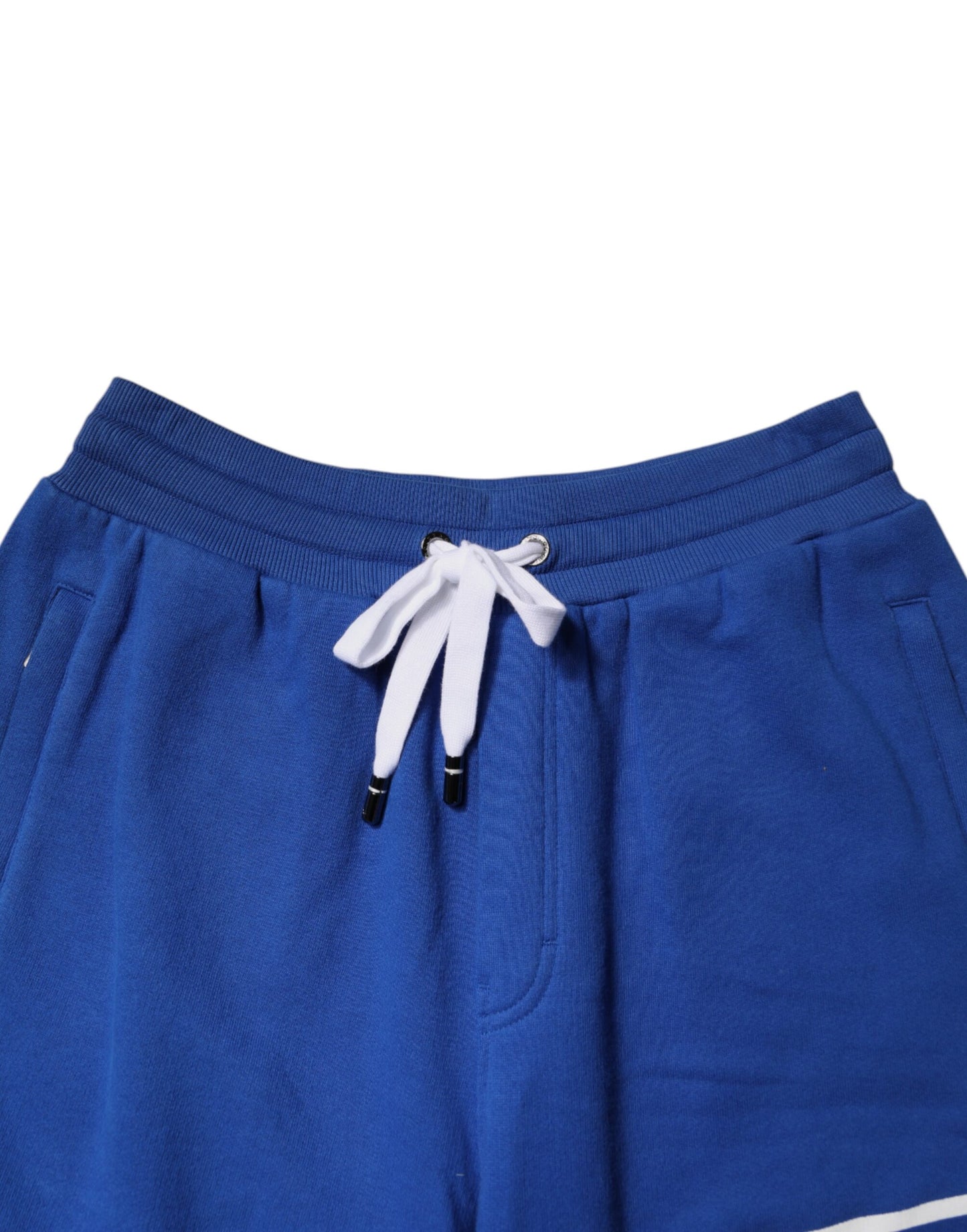 Dolce & Gabbana Blaue Logo-Baumwoll-Bermudas Sweatshorts Shorts