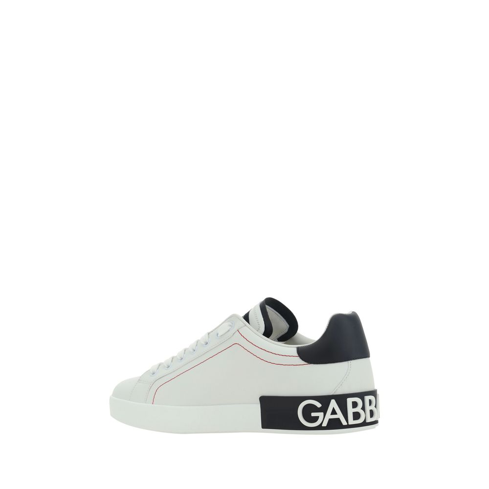 Dolce & Gabbana Weiße Kalbshaut Bos Taurus Sneakers mit niedrigem Schaft