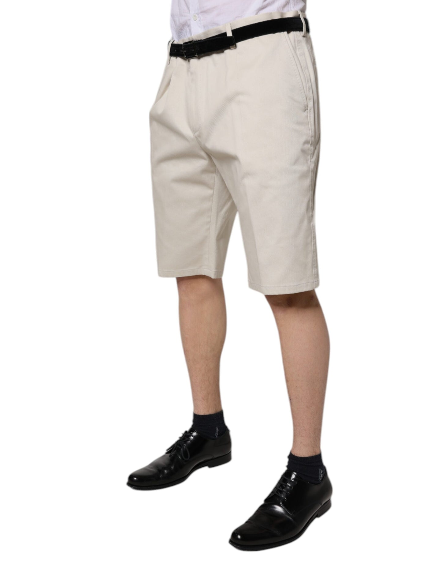 Dolce & Gabbana Beigefarbene Bermuda-Shorts aus Baumwolle mit mittlerer Taille