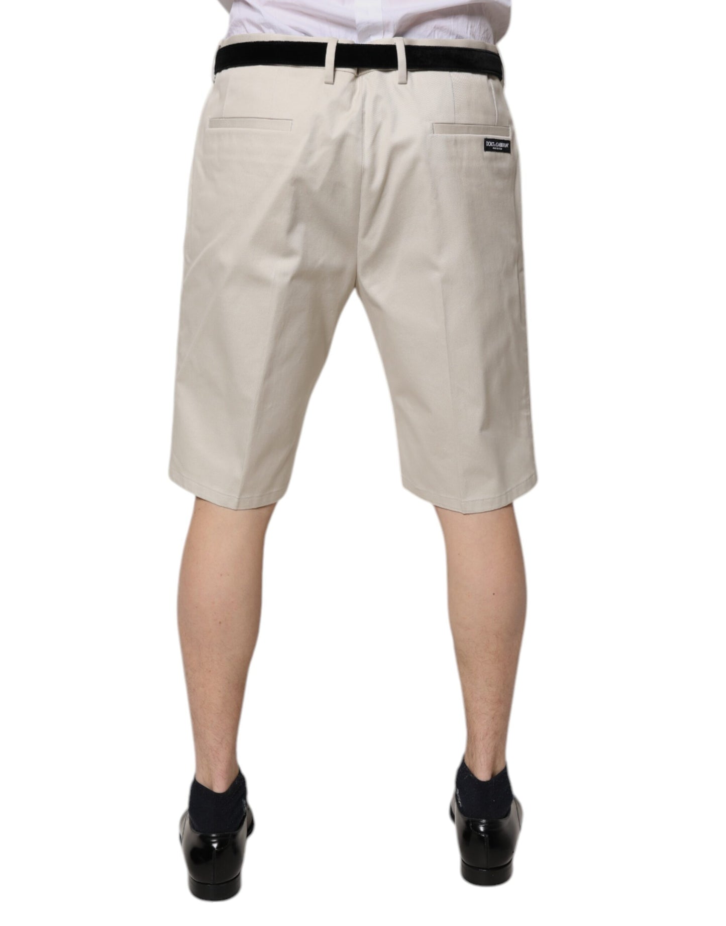 Dolce & Gabbana Beigefarbene Bermuda-Shorts aus Baumwolle mit mittlerer Taille