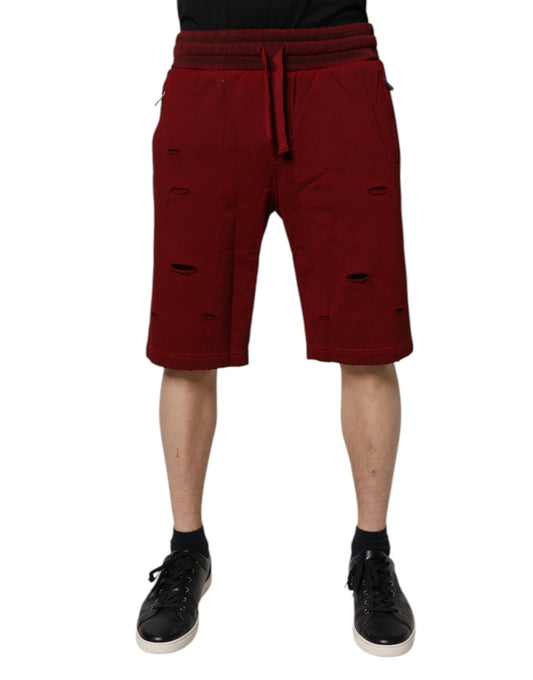 Dolce & Gabbana Bordeaux Baumwolle Bermuda Männer Sweatshorts Shorts