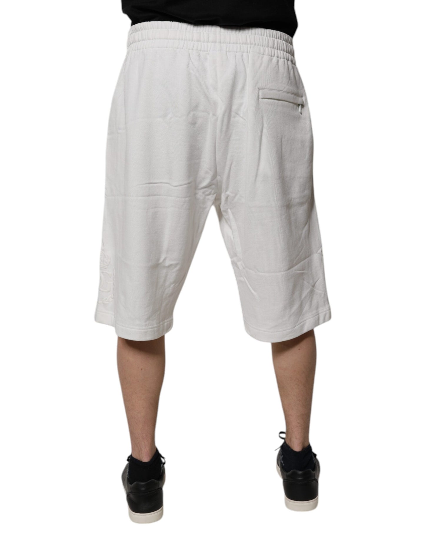 Dolce & Gabbana Weiße Baumwoll-Sweatshorts Männer Bermuda-Shorts