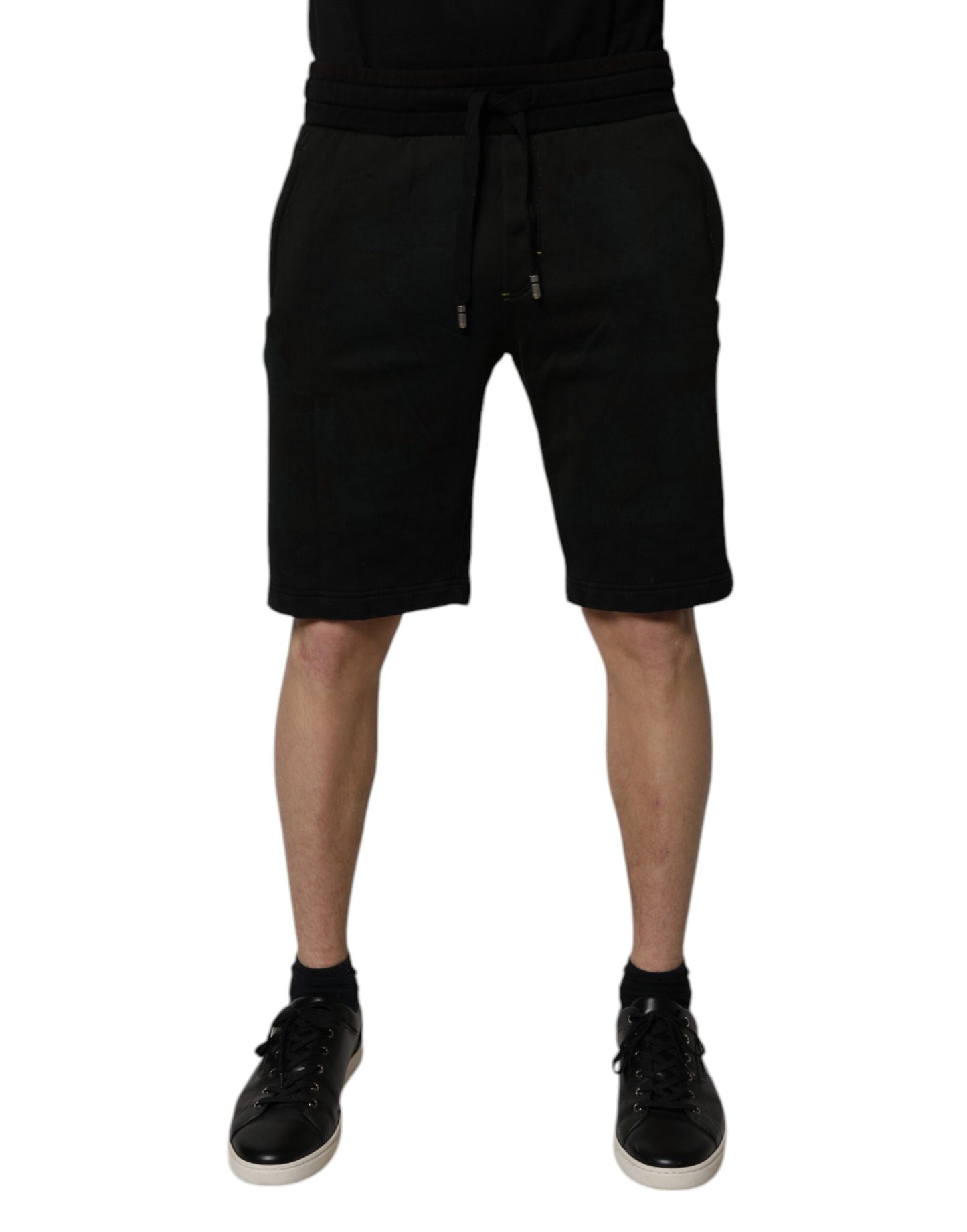 Dolce & Gabbana Schwarz Baumwolle Sweatshorts Männer Bermuda Shorts