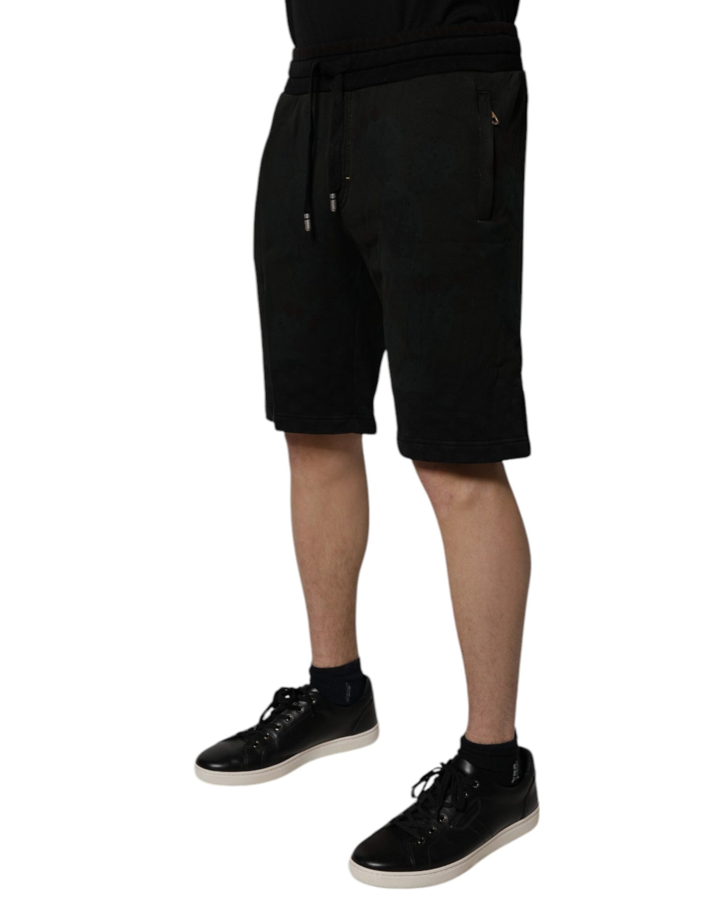 Dolce & Gabbana Schwarz Baumwolle Sweatshorts Männer Bermuda Shorts