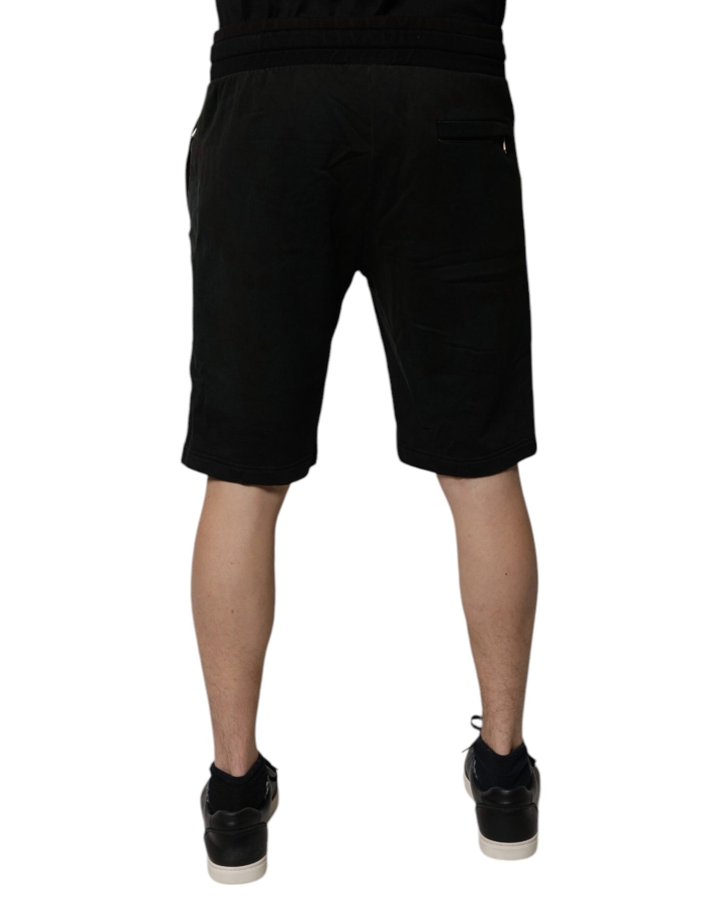 Dolce & Gabbana Schwarz Baumwolle Sweatshorts Männer Bermuda Shorts
