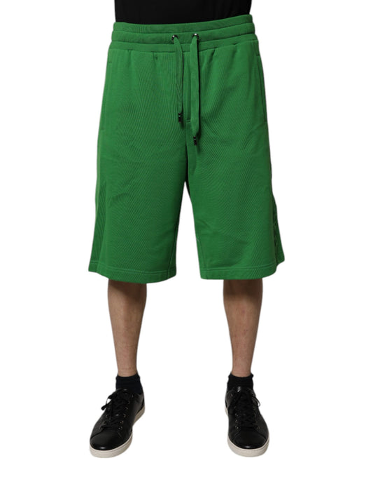 Dolce & Gabbana Grüne Baumwolle Männer Sweatshorts Bermuda Shorts
