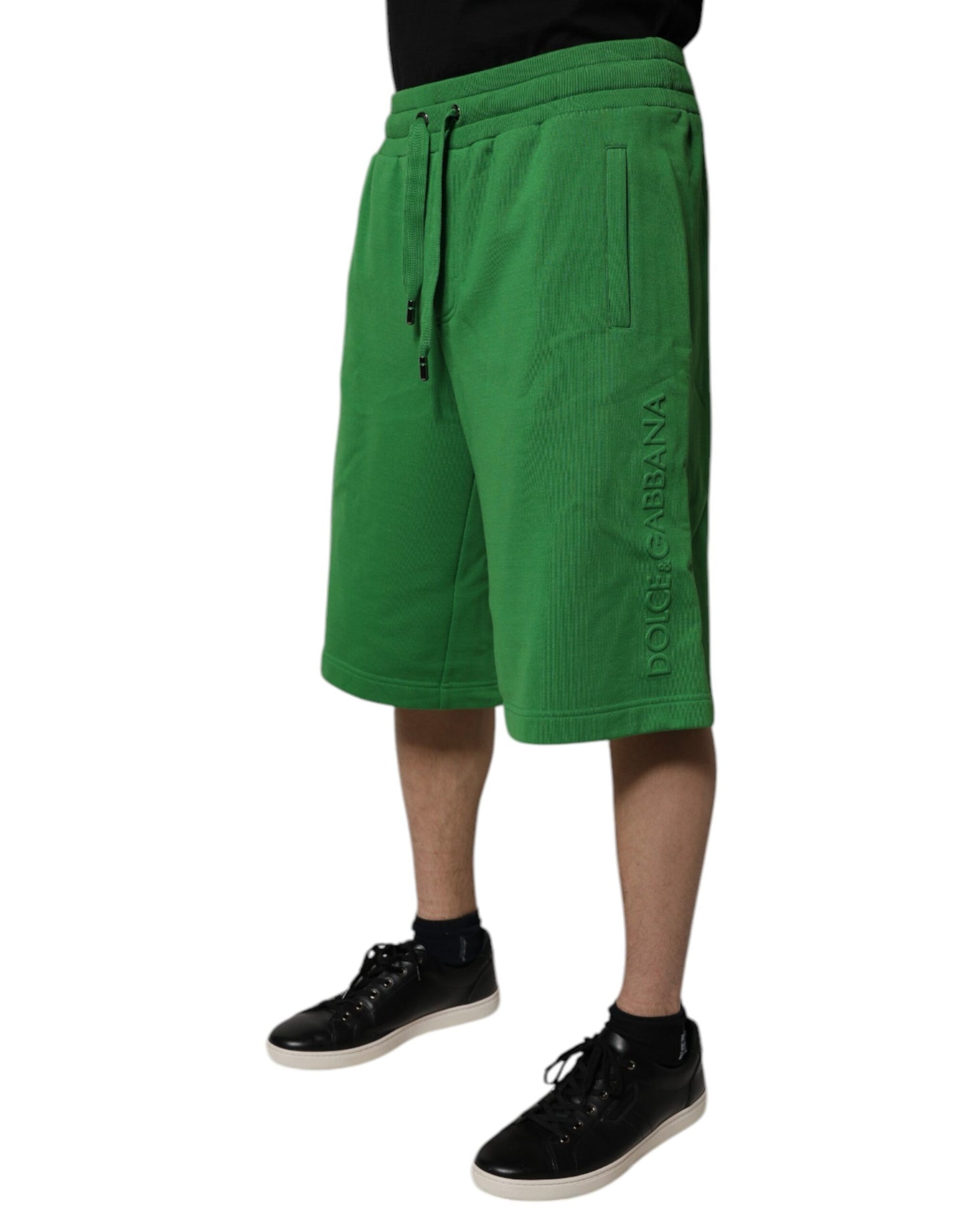 Dolce & Gabbana Grüne Baumwolle Männer Sweatshorts Bermuda Shorts