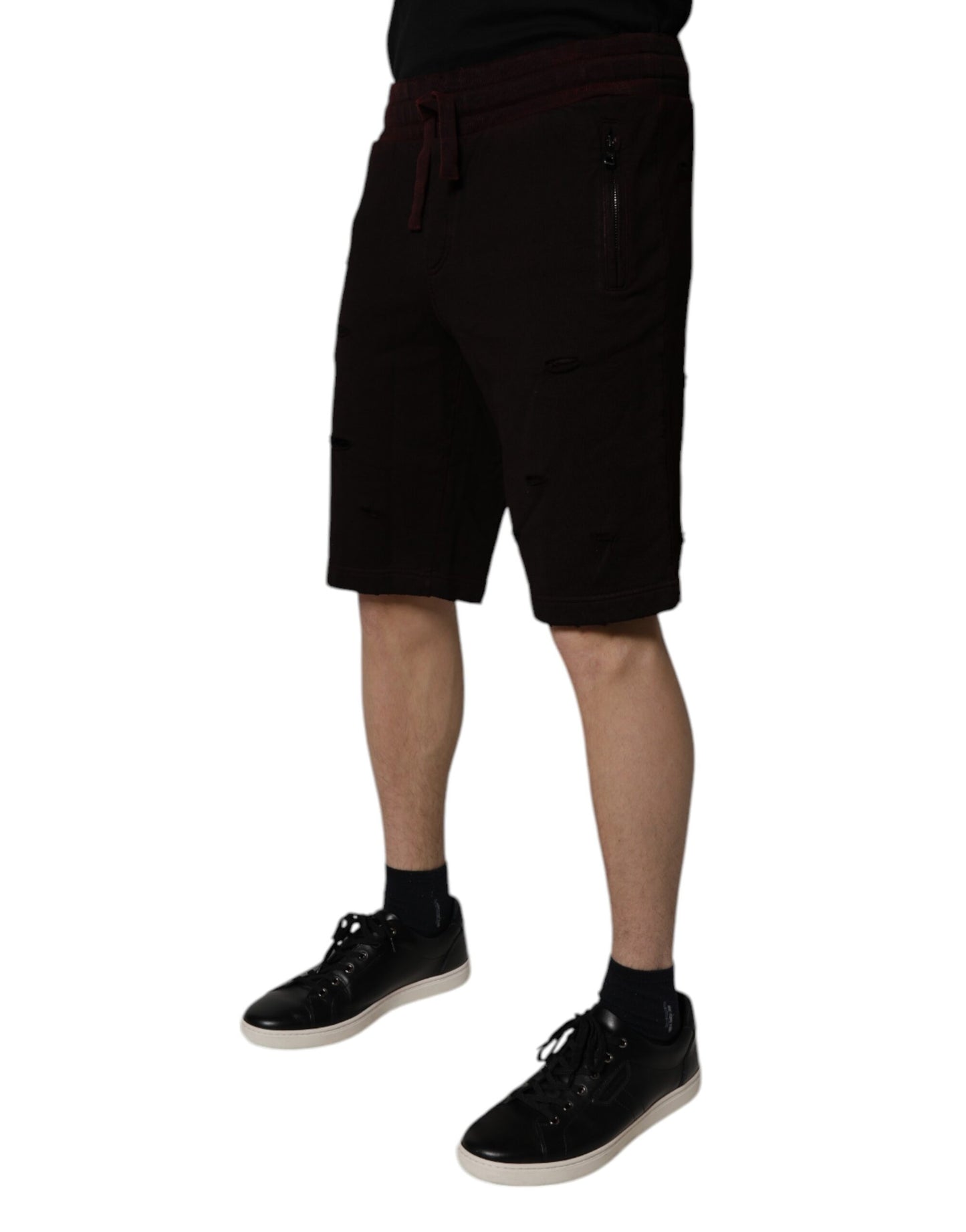 Dolce & Gabbana Maroon Baumwolle Sweatshorts Männer Bermuda Shorts
