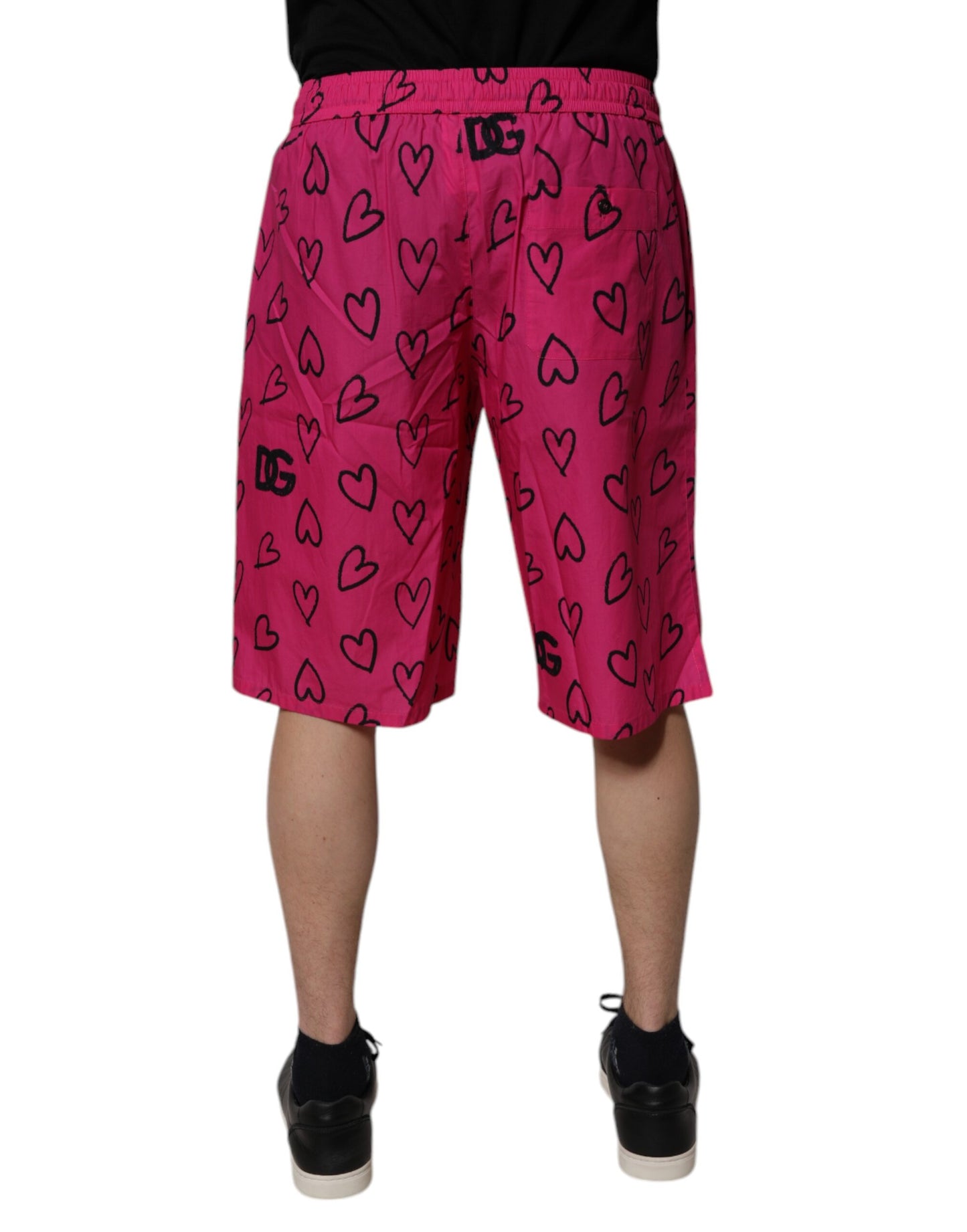 Dolce & Gabbana Rosa Bermuda-Shorts mit Herz-Print aus Baumwolle