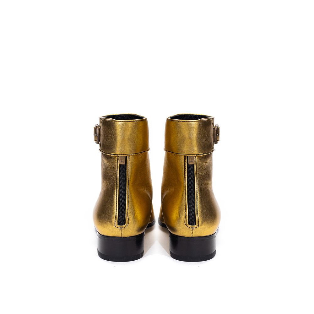 Saint Laurent Goldene Leder-Stiefeletten