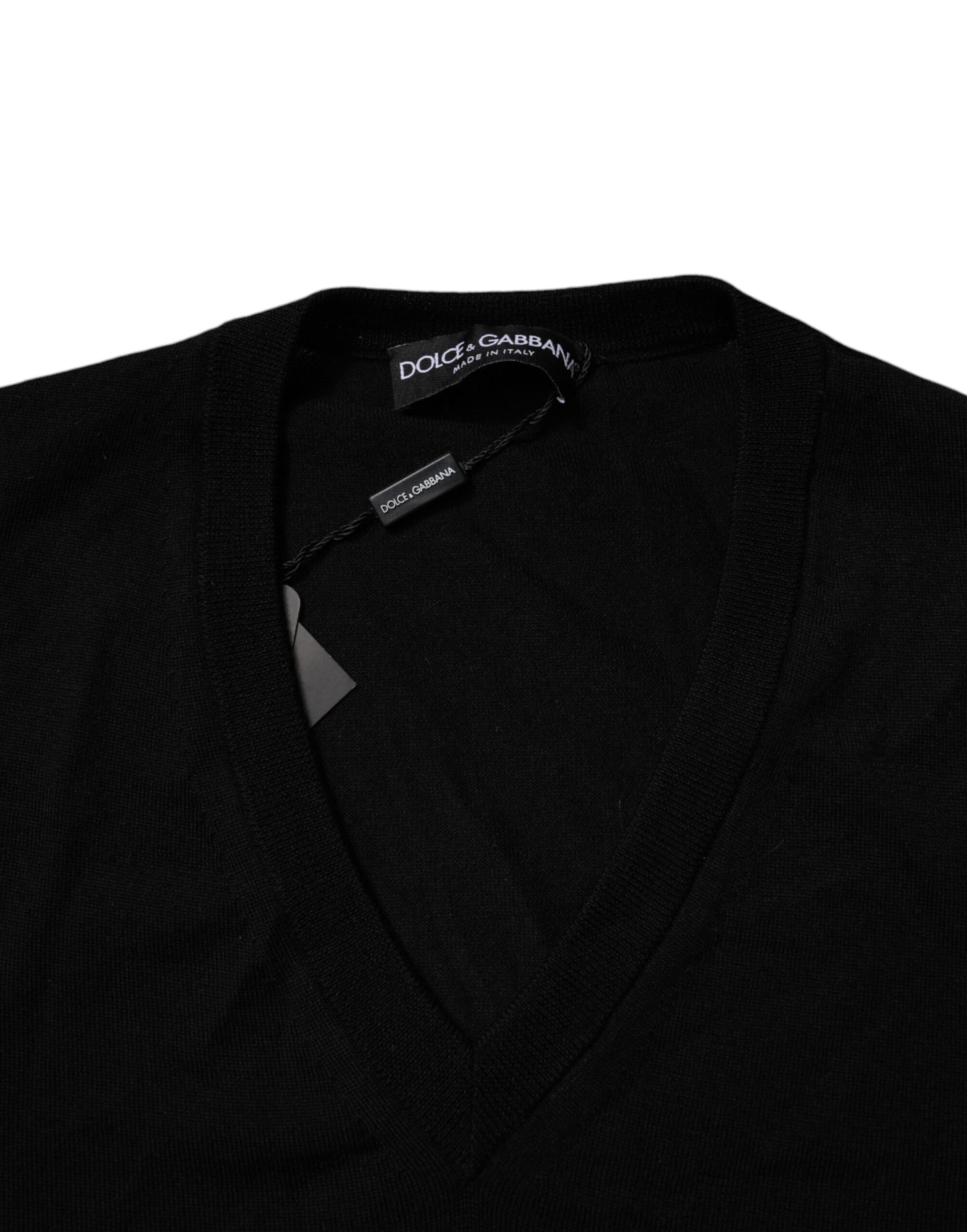 Dolce & Gabbana Schwarzer Camouflage Pullover mit V-Ausschnitt