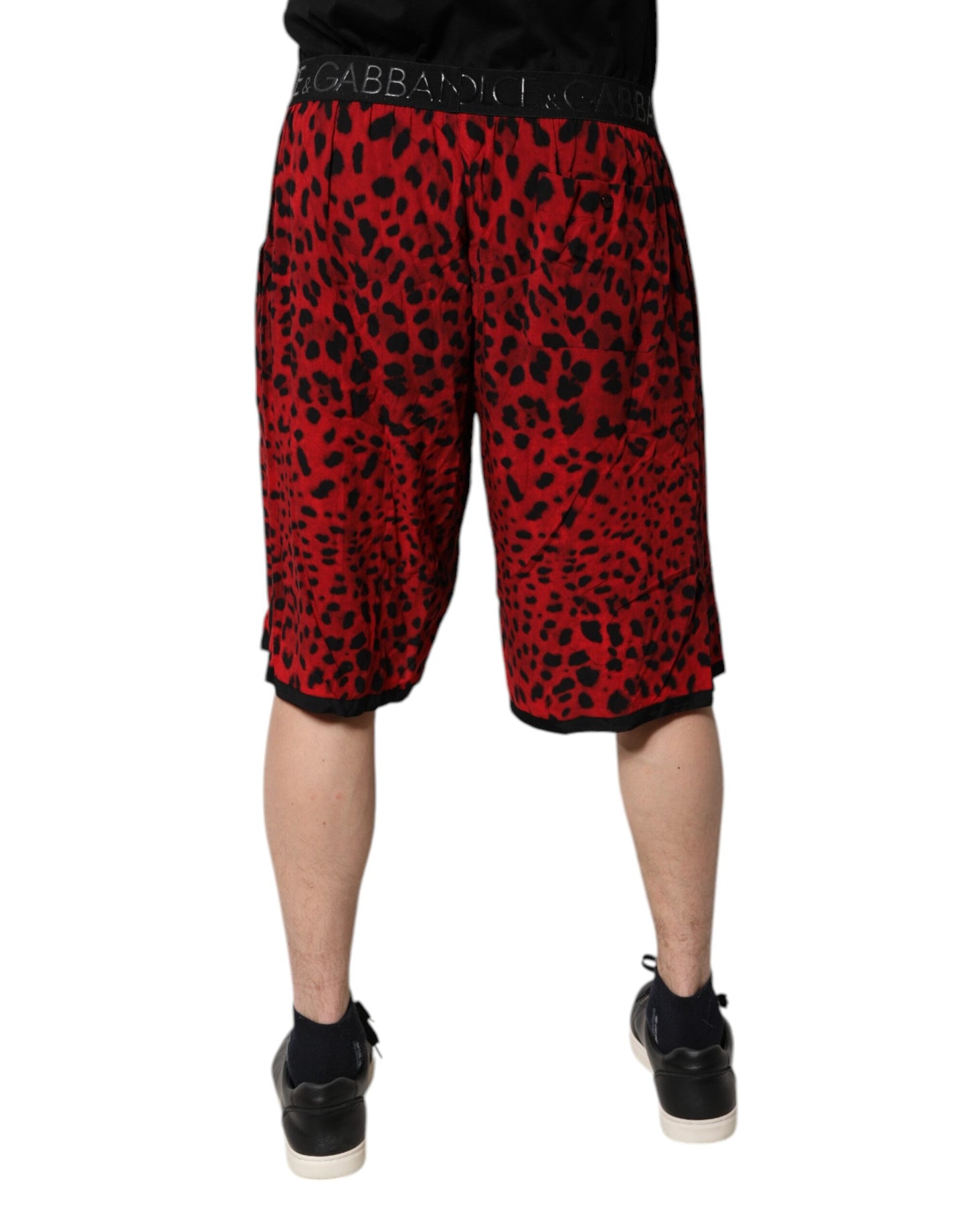 Dolce & Gabbana Rote Bermudashorts mit Leopardenmuster aus Viskose