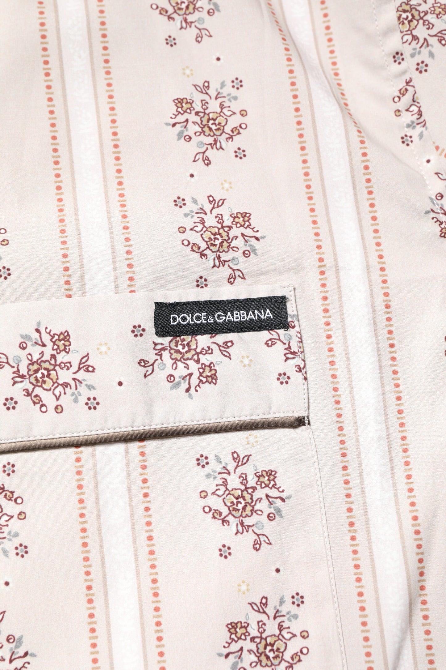 Dolce & Gabbana Beige Floral Print Baumwolle Männer Pyjama Set Schlafanzug