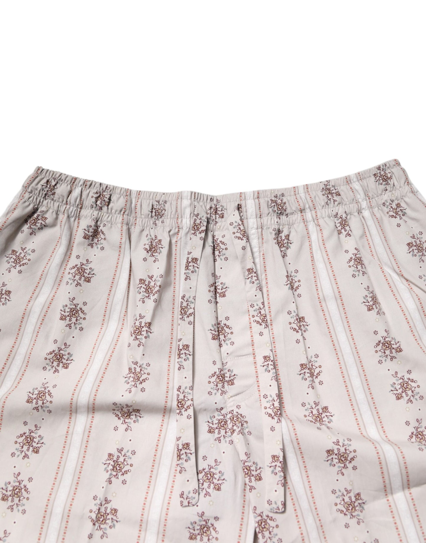 Dolce & Gabbana Beige Floral Print Baumwolle Männer Pyjama Set Schlafanzug