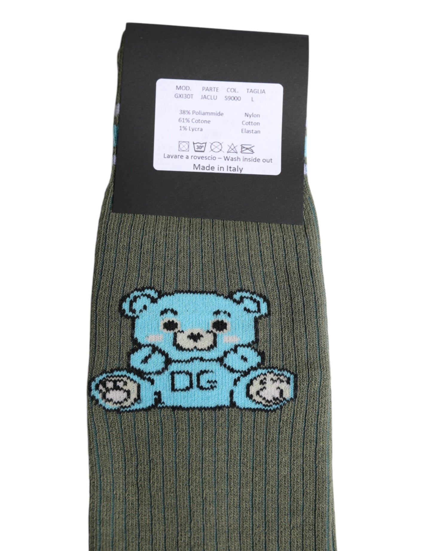 Dolce & Gabbana Graue Baumwolle DG Bear Mid Calf Socken