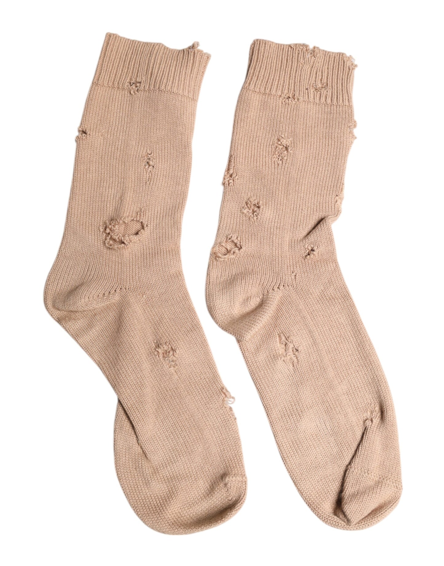 Dolce & Gabbana Beige Solid Stretch Mid Calf Herren Socken