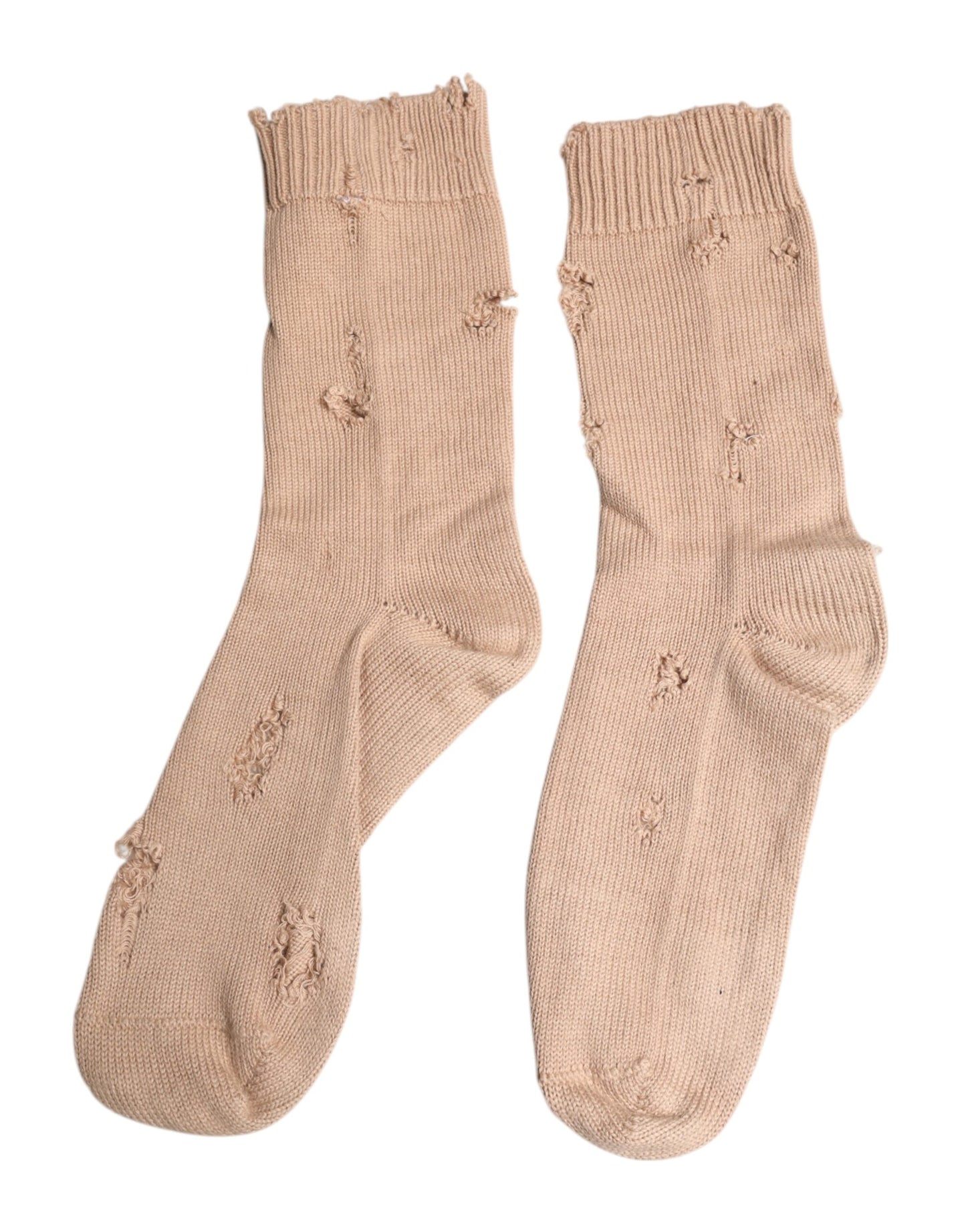 Dolce & Gabbana Beige Solid Stretch Mid Calf Herren Socken