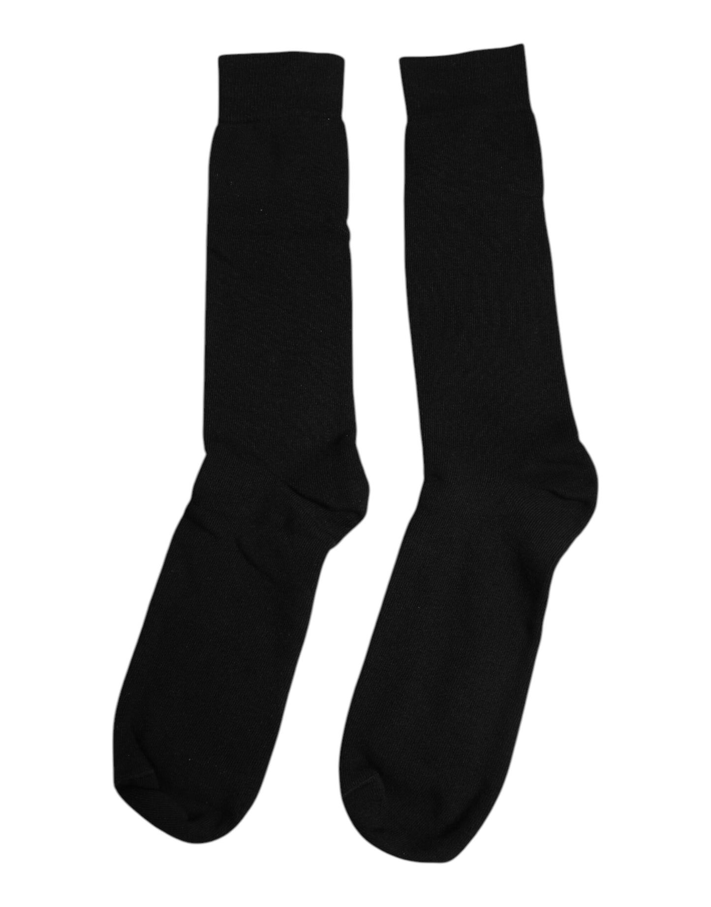 Dolce & Gabbana Schwarze Solid Cotton Mid Calf Herren Socken