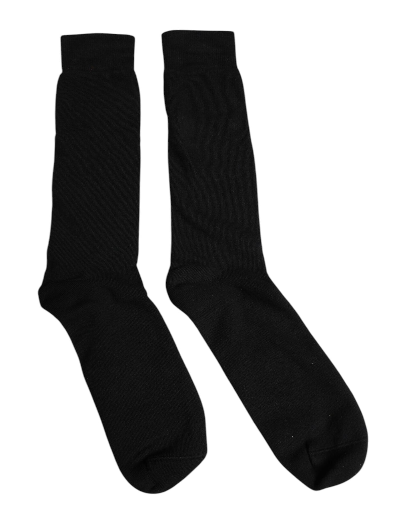 Dolce & Gabbana Schwarze Solid Cotton Mid Calf Herren Socken