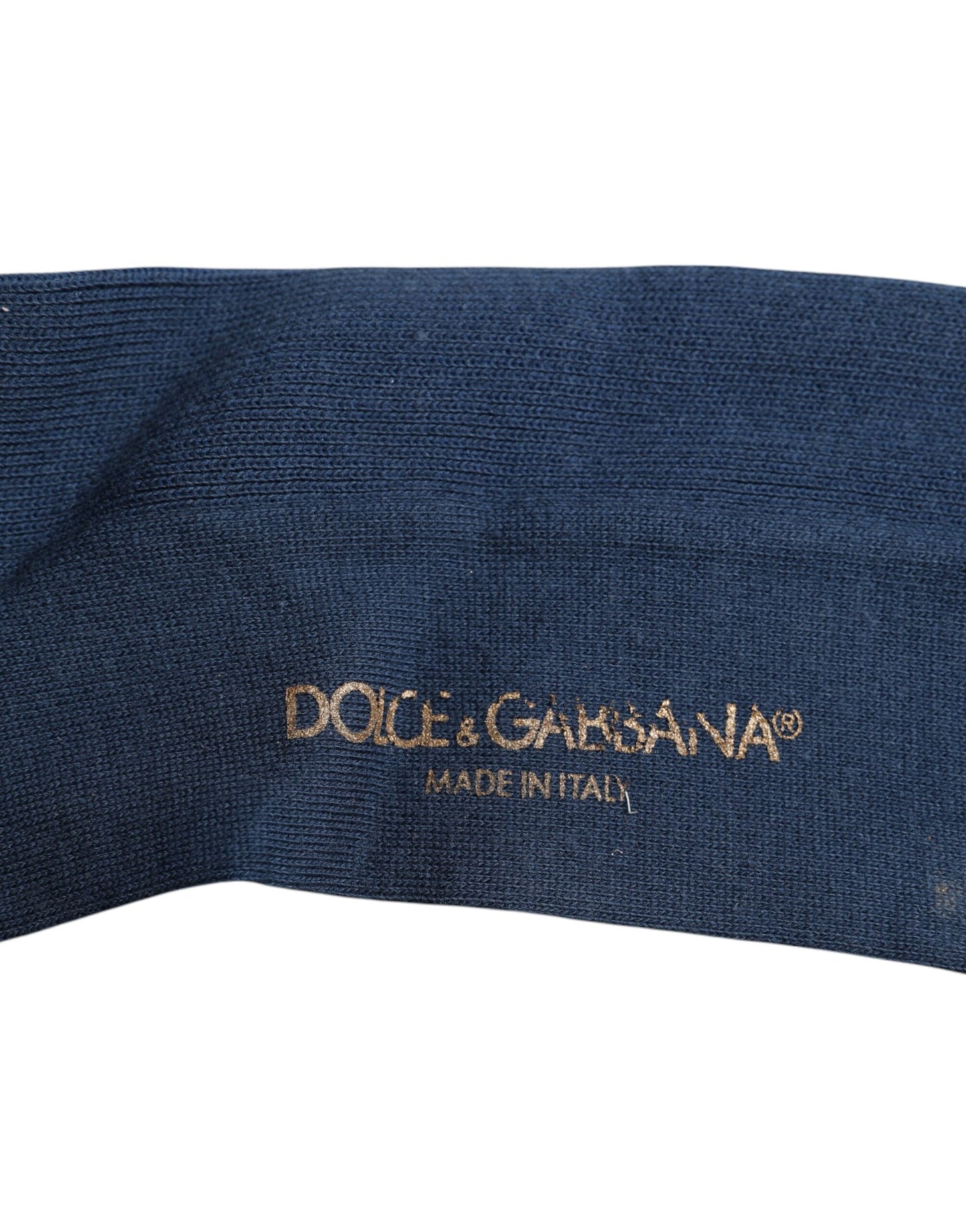 Dolce & Gabbana Blaue Baumwolle DG Logo Over The Calf Socken
