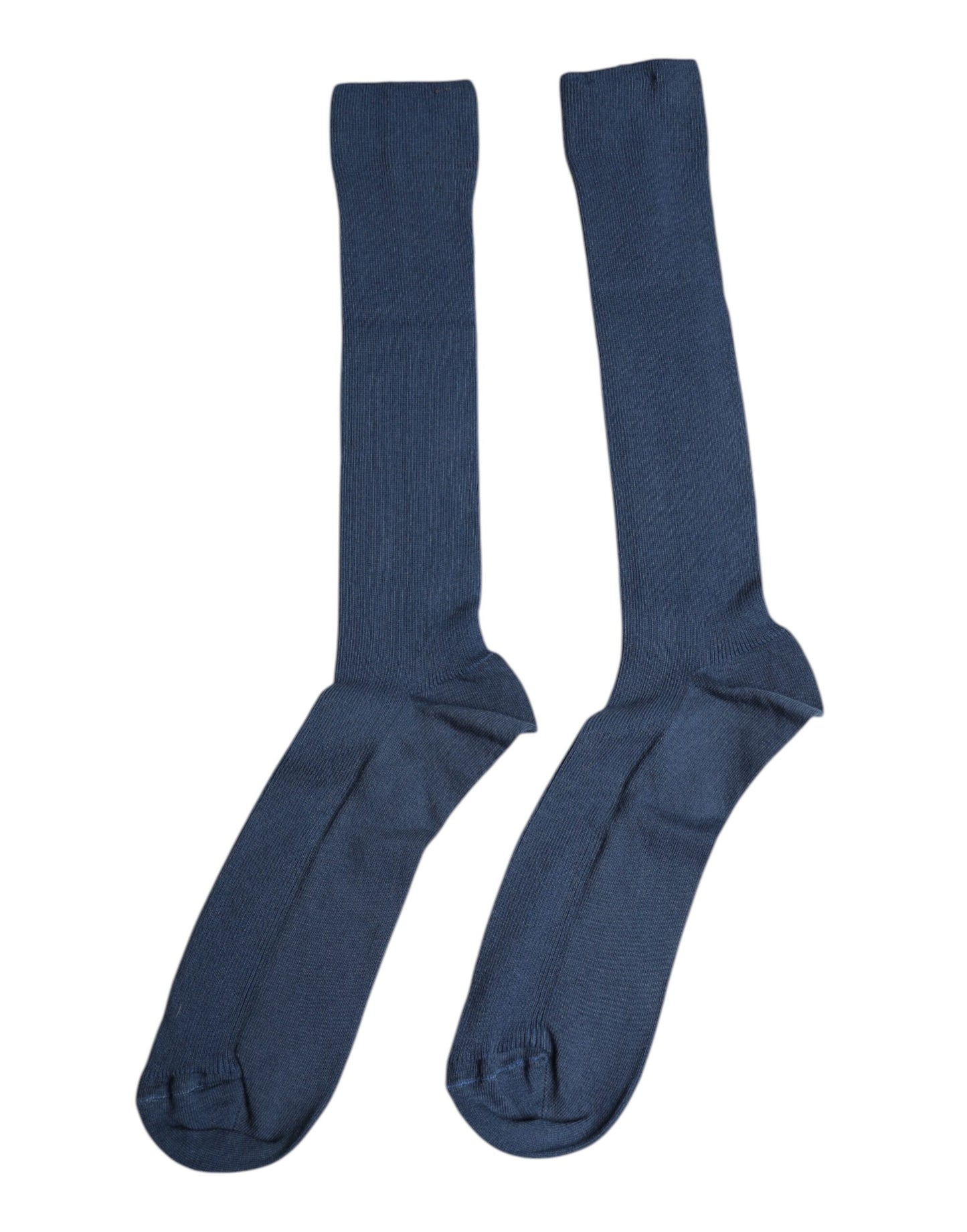 Dolce & Gabbana Blaue Baumwolle DG Logo Over The Calf Socken