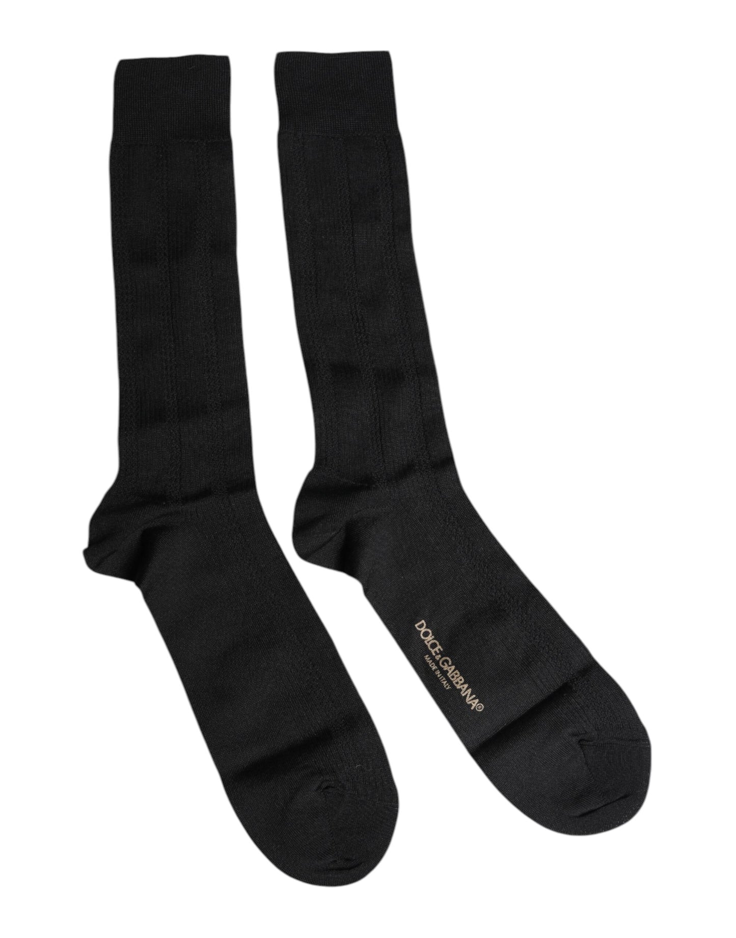 Dolce & Gabbana Schwarze Stretch Logo Mid Calf Herren Socken
