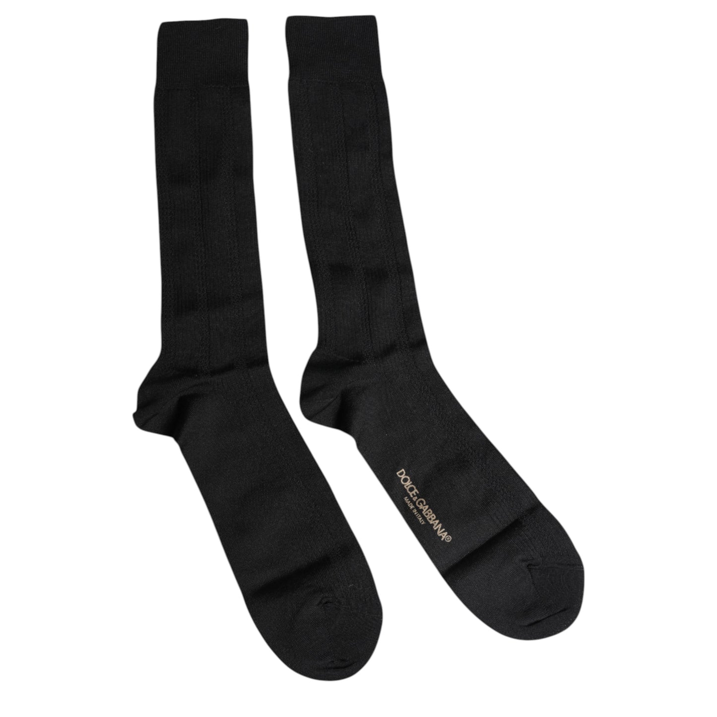 Dolce & Gabbana Schwarze Stretch Logo Mid Calf Herren Socken