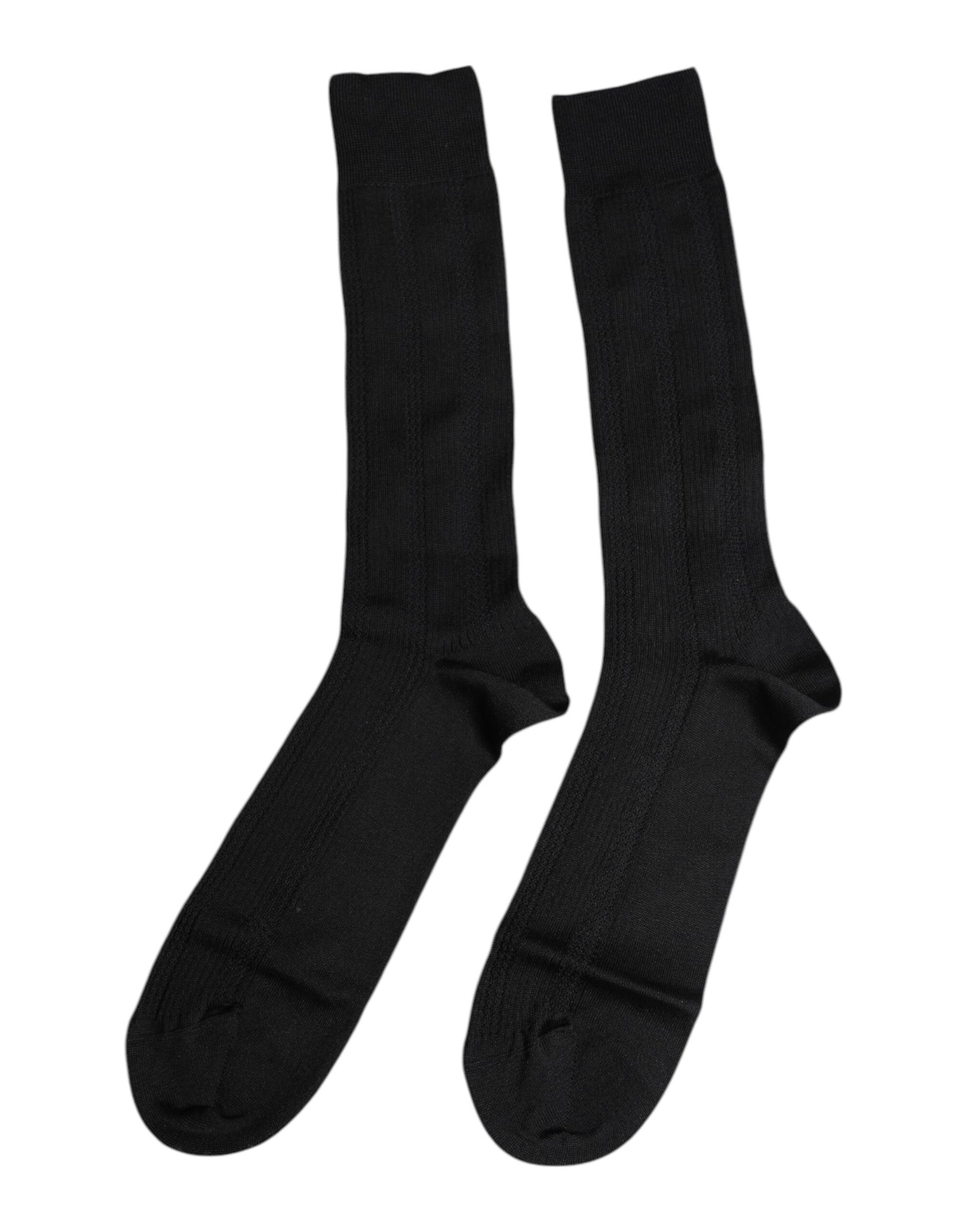 Dolce & Gabbana Schwarze Stretch Logo Mid Calf Herren Socken