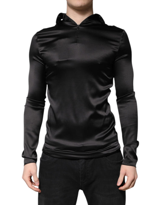 Dolce & Gabbana Schwarzer Seiden-Rollkragenpullover für Männer Pullover