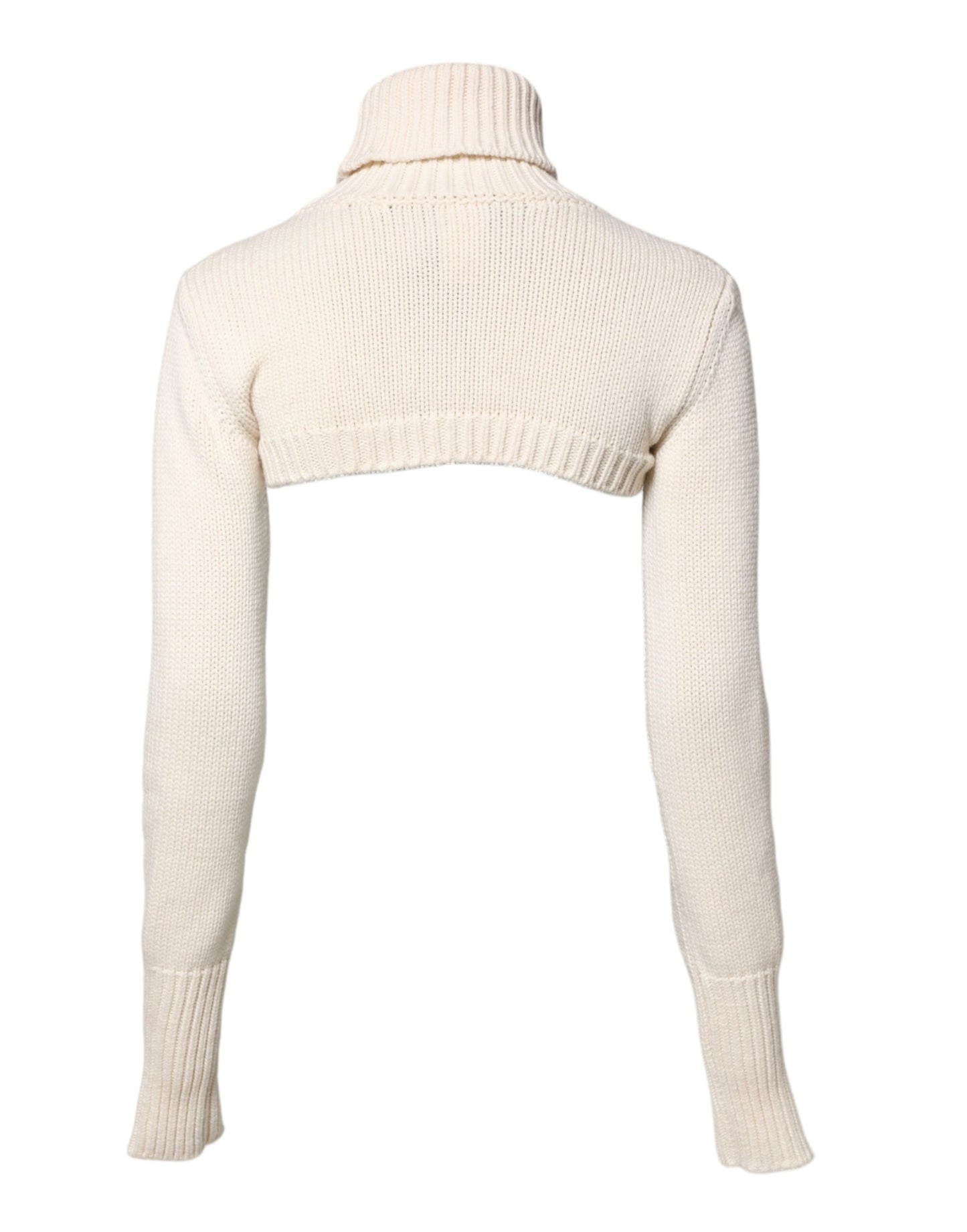 Dolce & Gabbana Elfenbeinfarbener Kaschmir-Rollkragenpullover mit Cropped Top