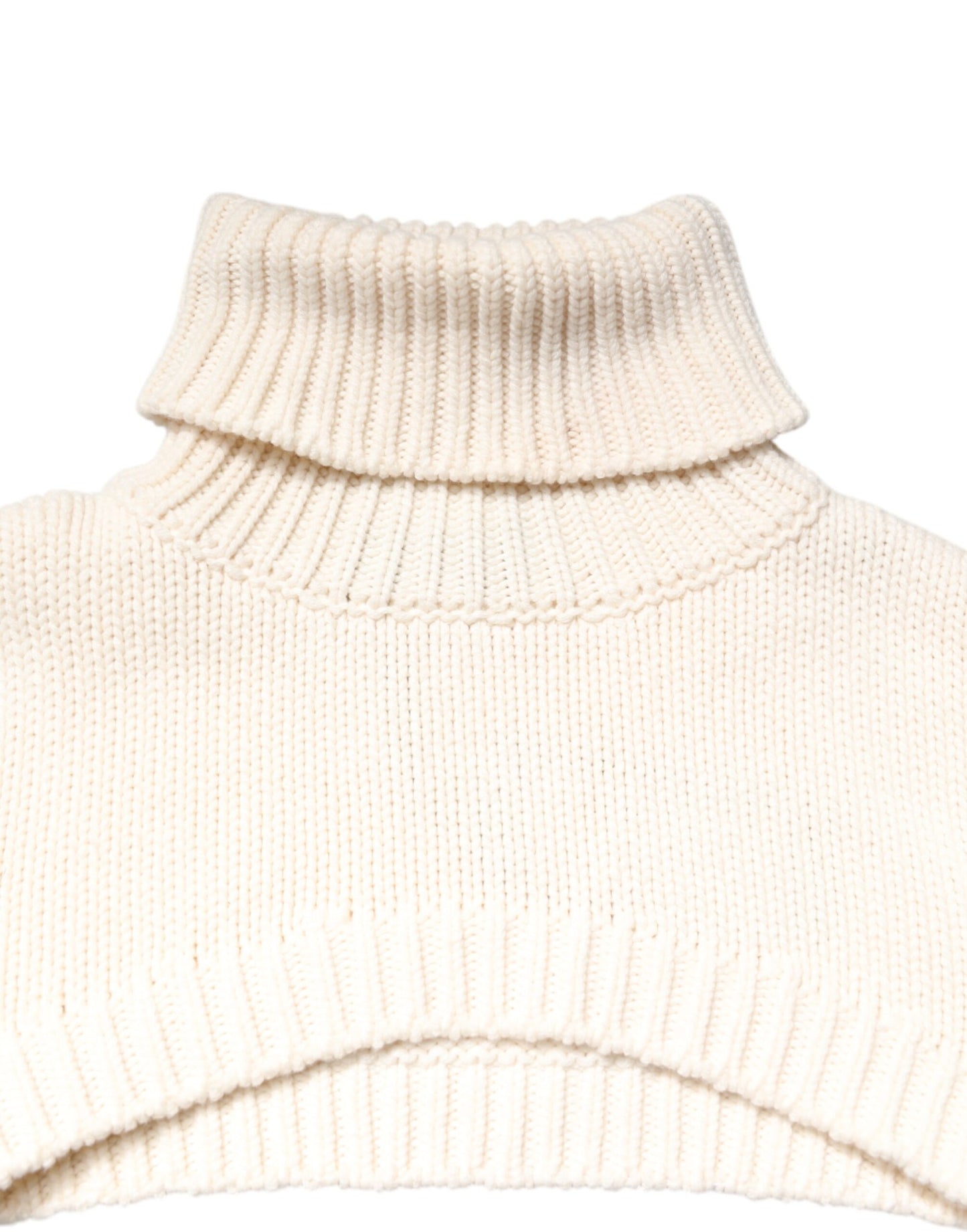 Dolce & Gabbana Elfenbeinfarbener Kaschmir-Rollkragenpullover mit Cropped Top