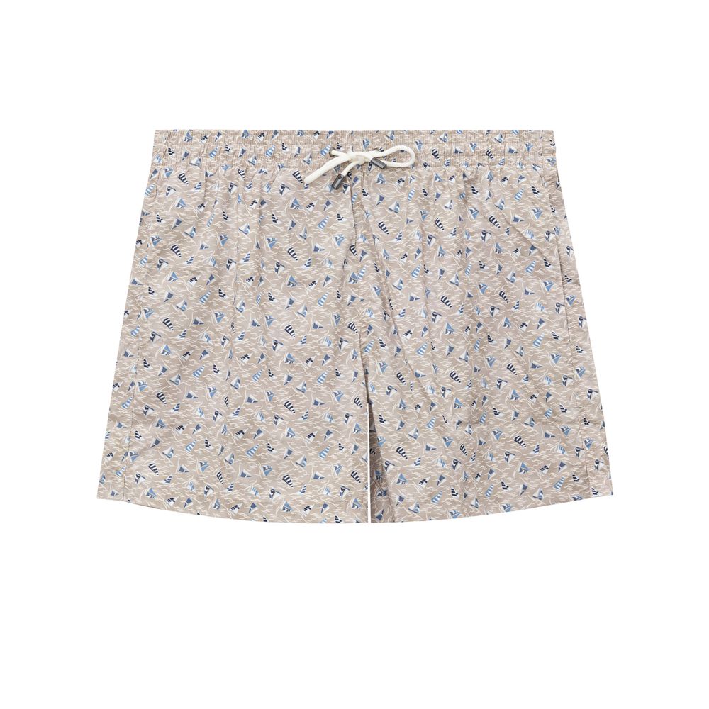 Canali Beigefarbene Badeshorts aus Polyester