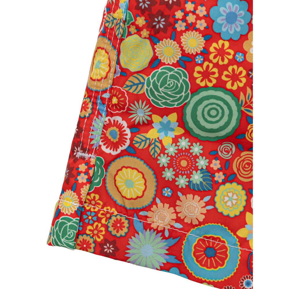 Isaia Rote Badeshorts aus Polyester