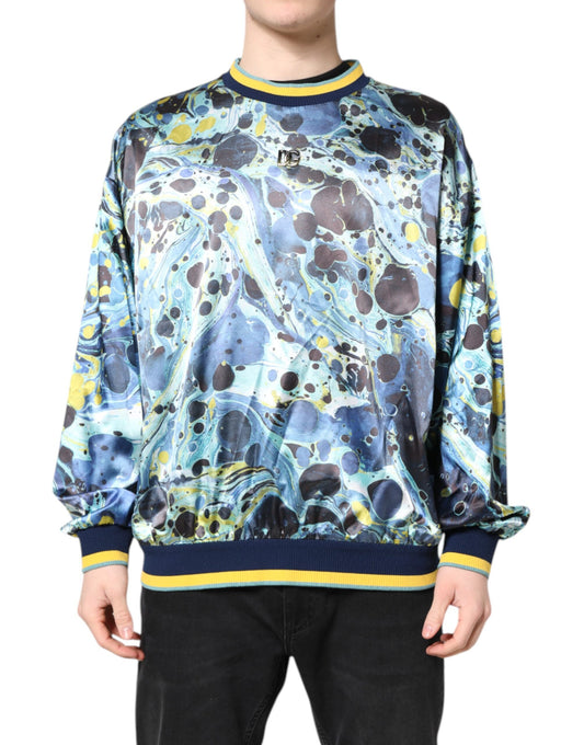 Dolce & Gabbana Multicolor Marmor Print Herren Pullover Sweater