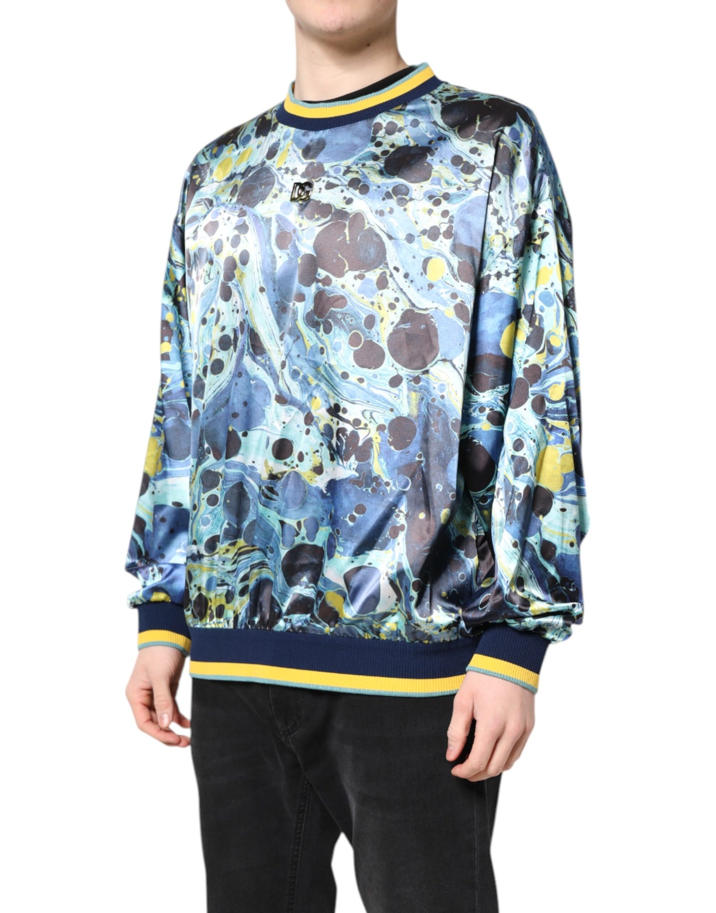 Dolce & Gabbana Multicolor Marmor Print Herren Pullover Sweater