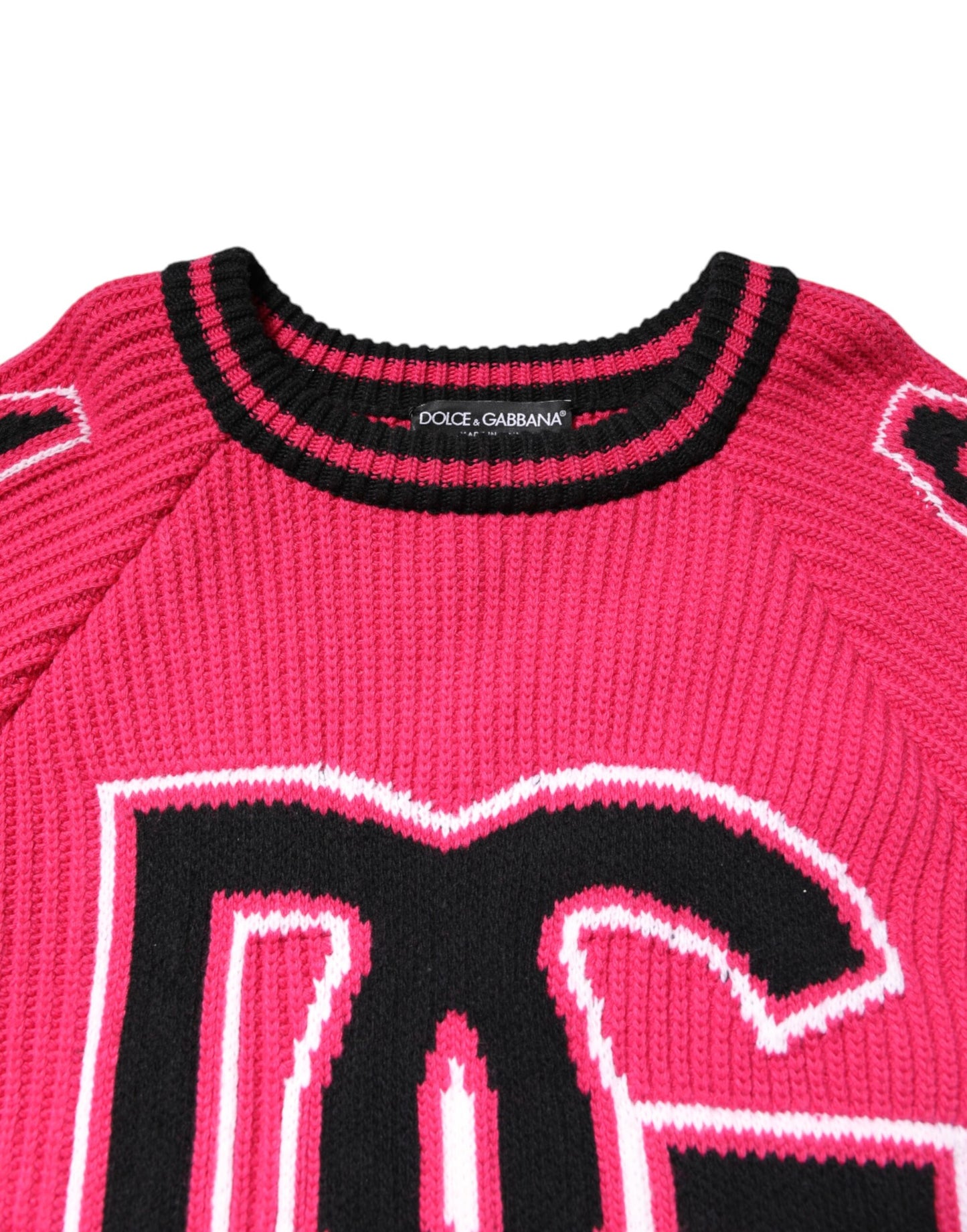 Dolce & Gabbana Rosa Baumwoll-Logo-Print-Strickpullover