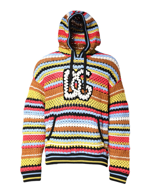 Dolce & Gabbana Multicolor Pullover mit Kapuze aus Baumwolle