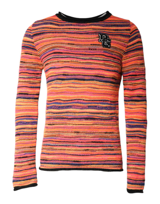 Dolce & Gabbana Mehrfarbiger DGLogo-Strickpullover aus Wolle