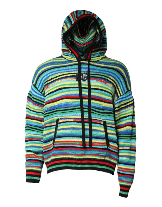 Dolce & Gabbana Multicolor Pullover mit Kapuze aus Baumwolle