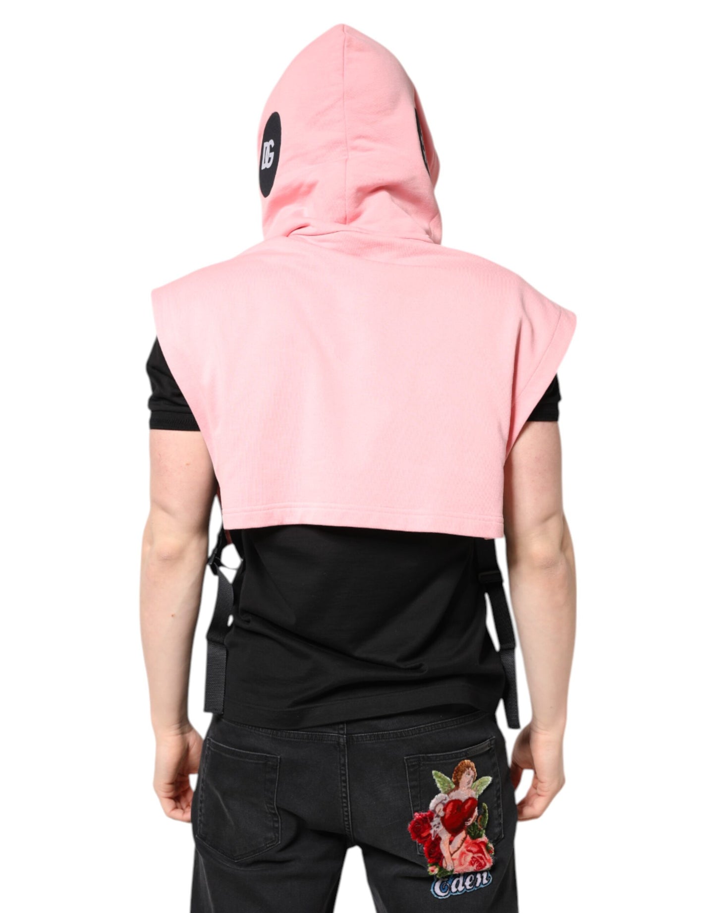 Dolce & Gabbana Rosa Baumwolle mit Kapuze Männer Sportswear Weste Pullover
