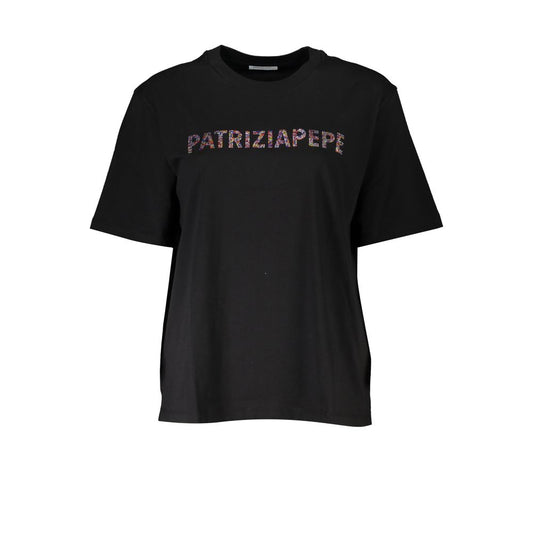 Patrizia Pepe Schwarzes Baumwoll-T-Shirt für Frauen