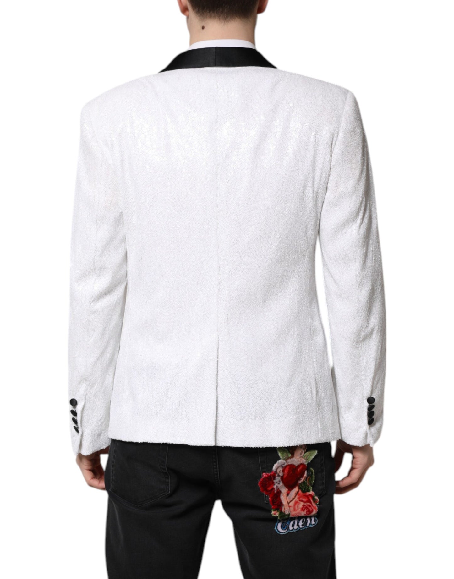 Dolce & Gabbana Weißer Nylonmantel einreihig Blazer